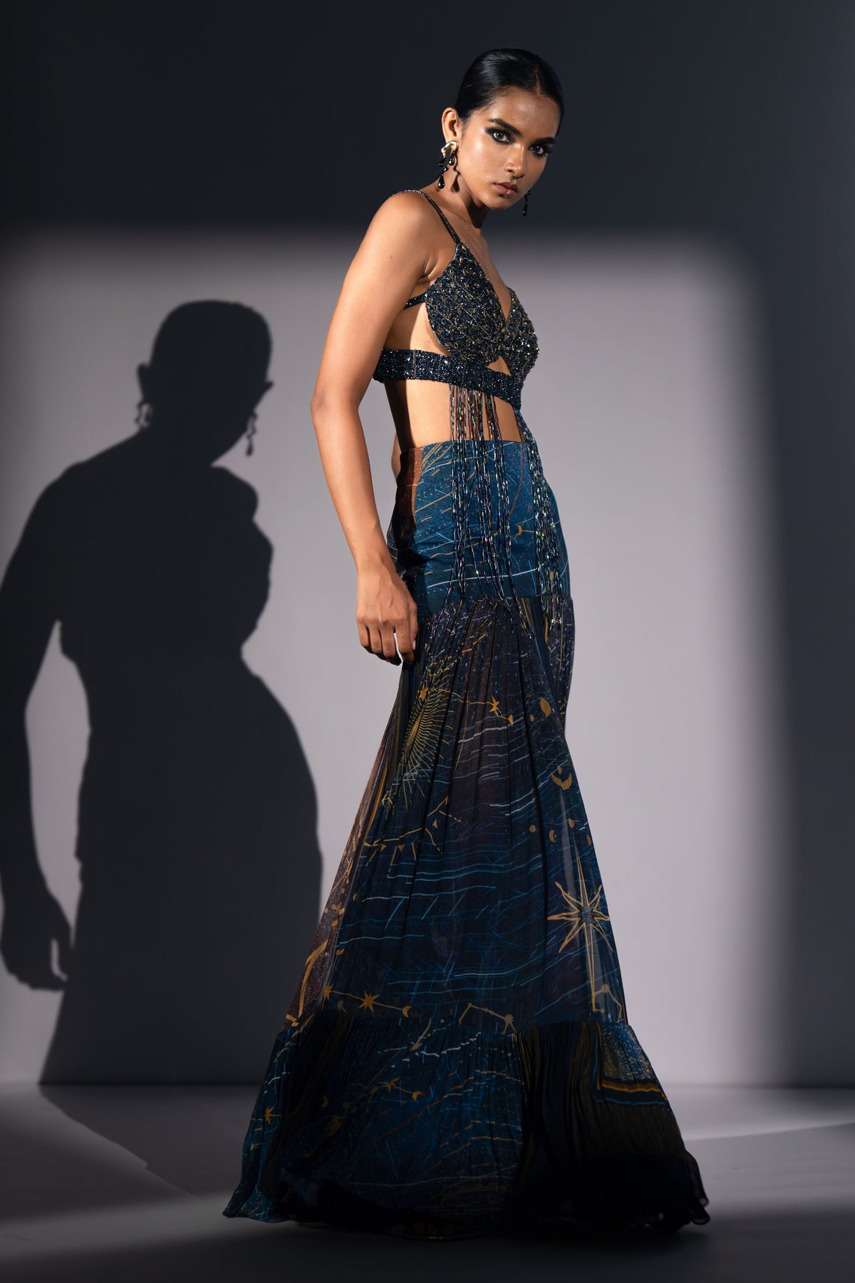 Blue Pleated Skirt