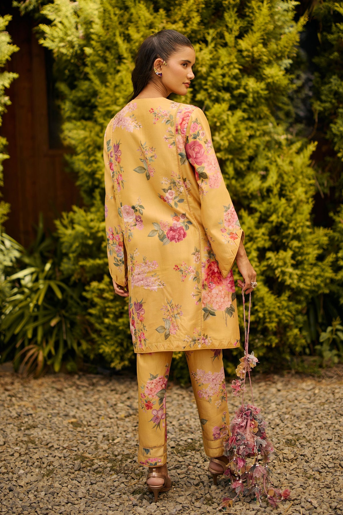 Yellow Floral Print Kurta