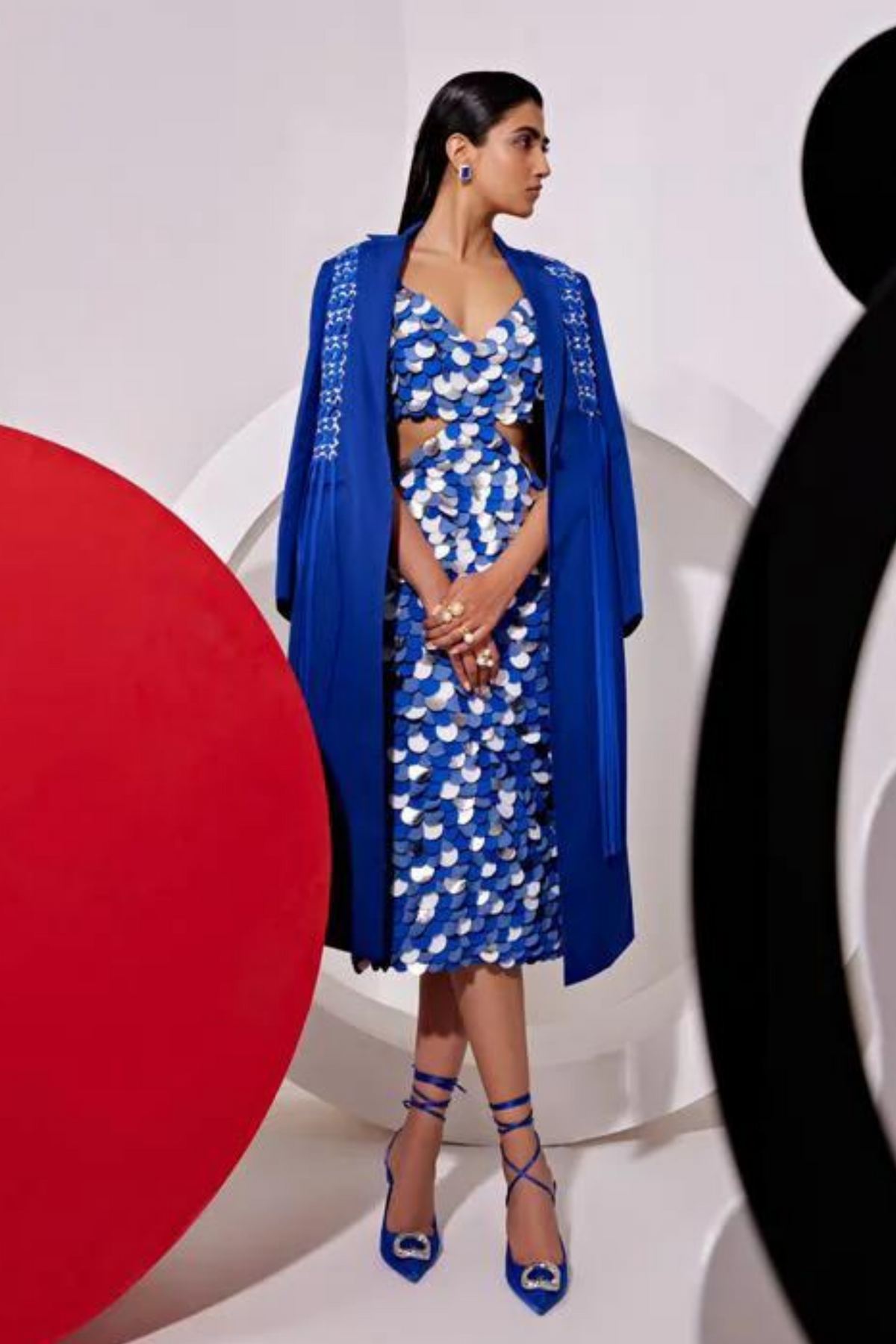 Disco Circle Applique Side Cut Out Dress