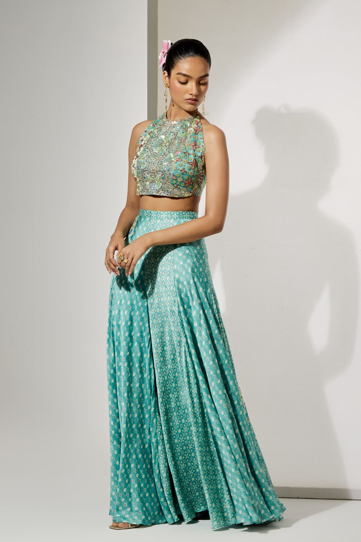 Aqua Bloom Skirt Set