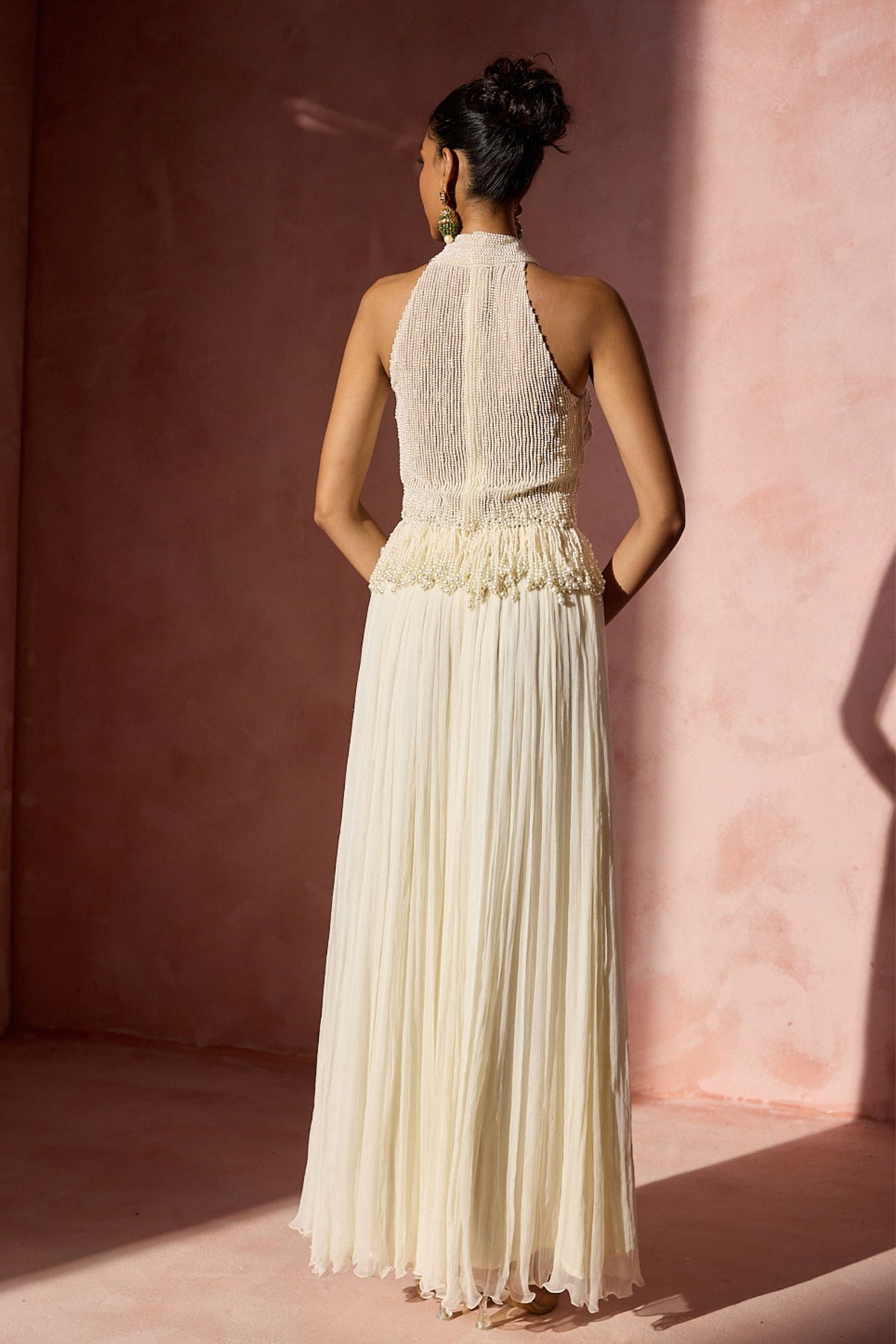 Ivory Pleated Skirt Set