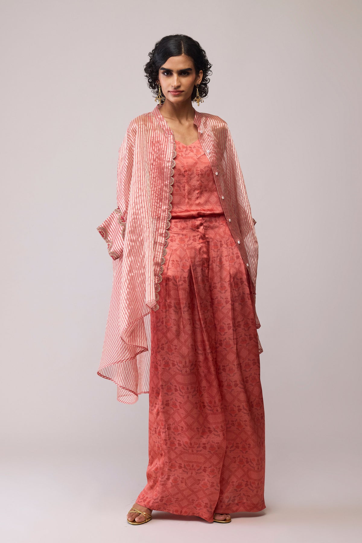 Manya Red Stripe Kaftan Set