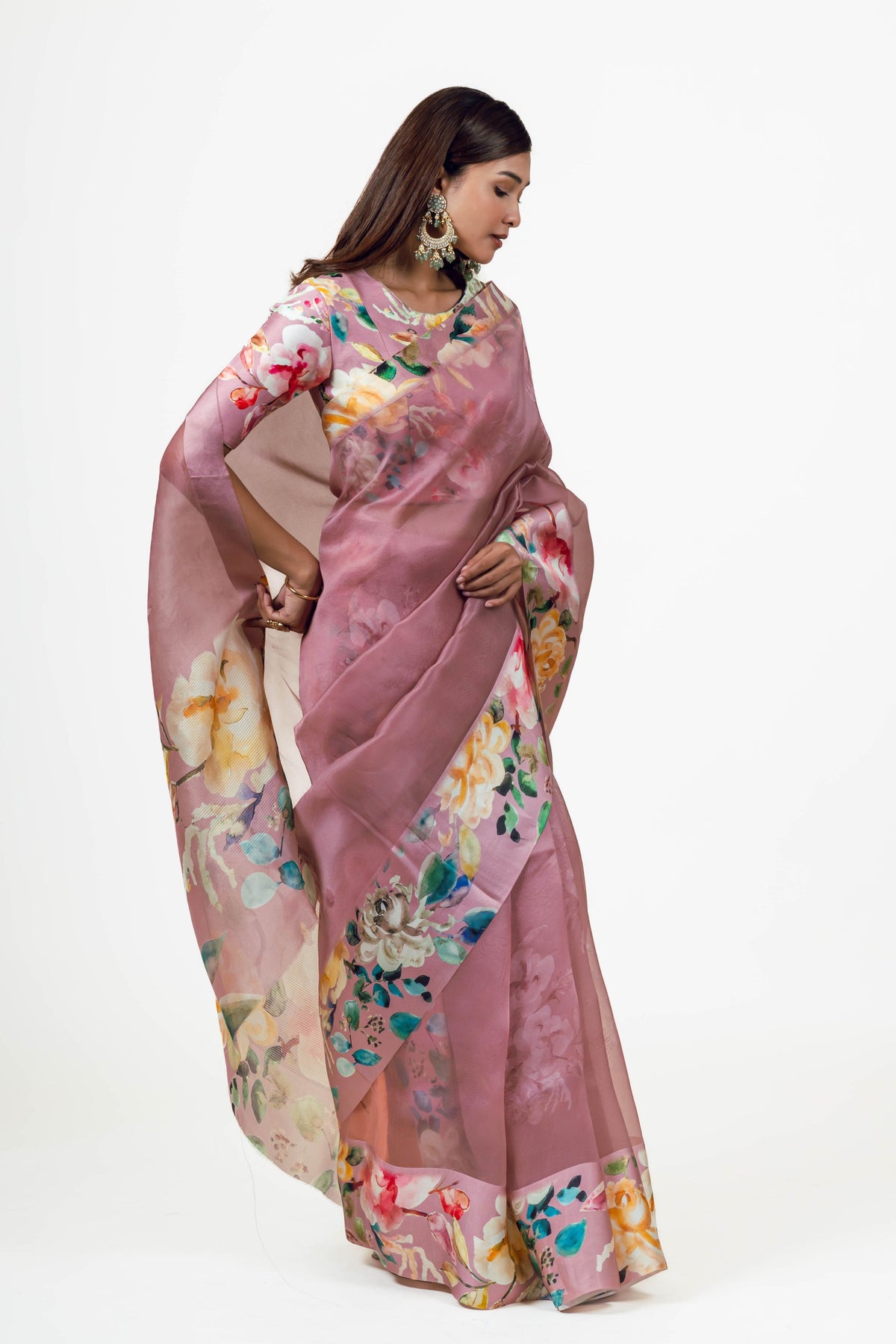 Julie Old Rose Organza Saree