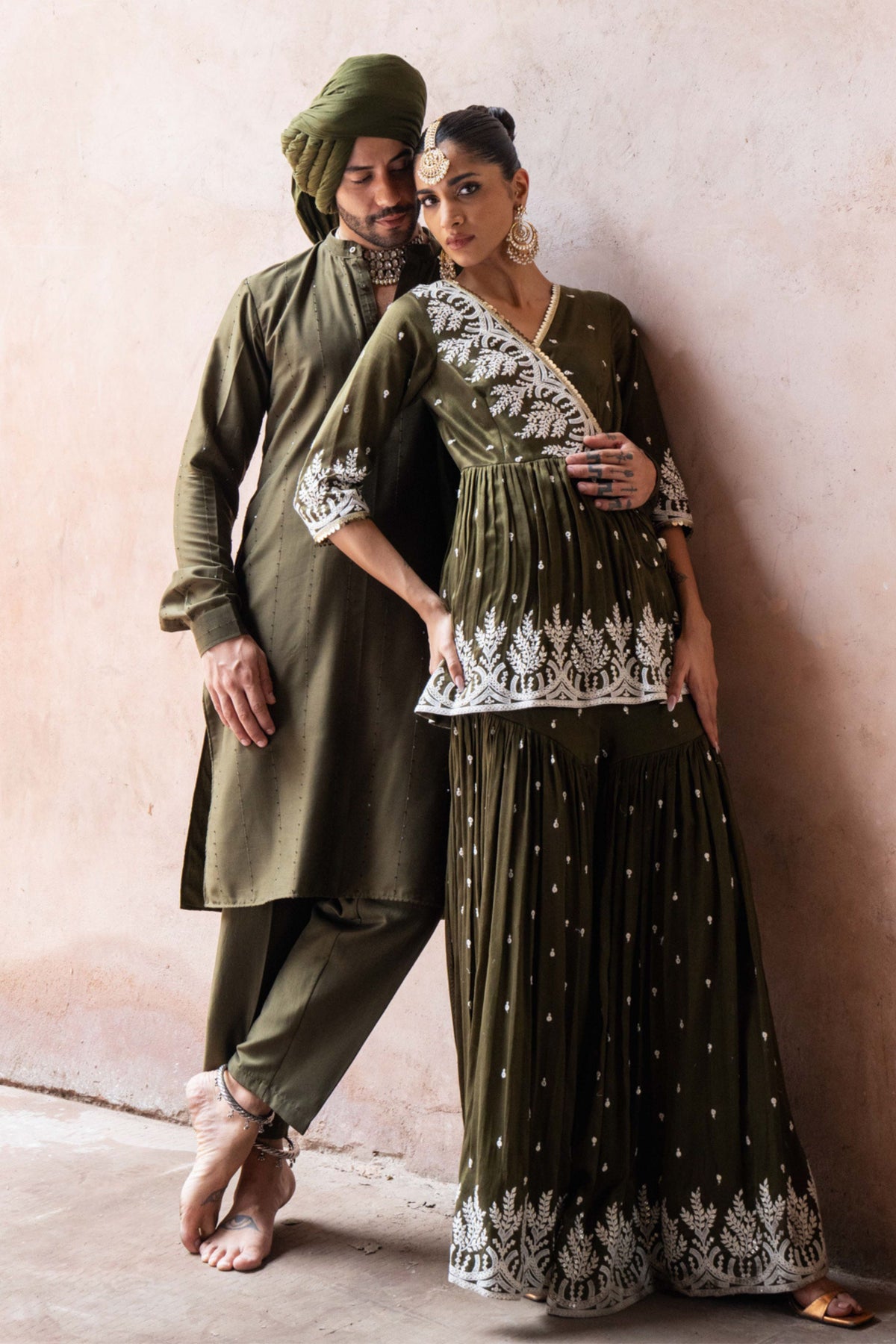 Olive Forest Sharara Set