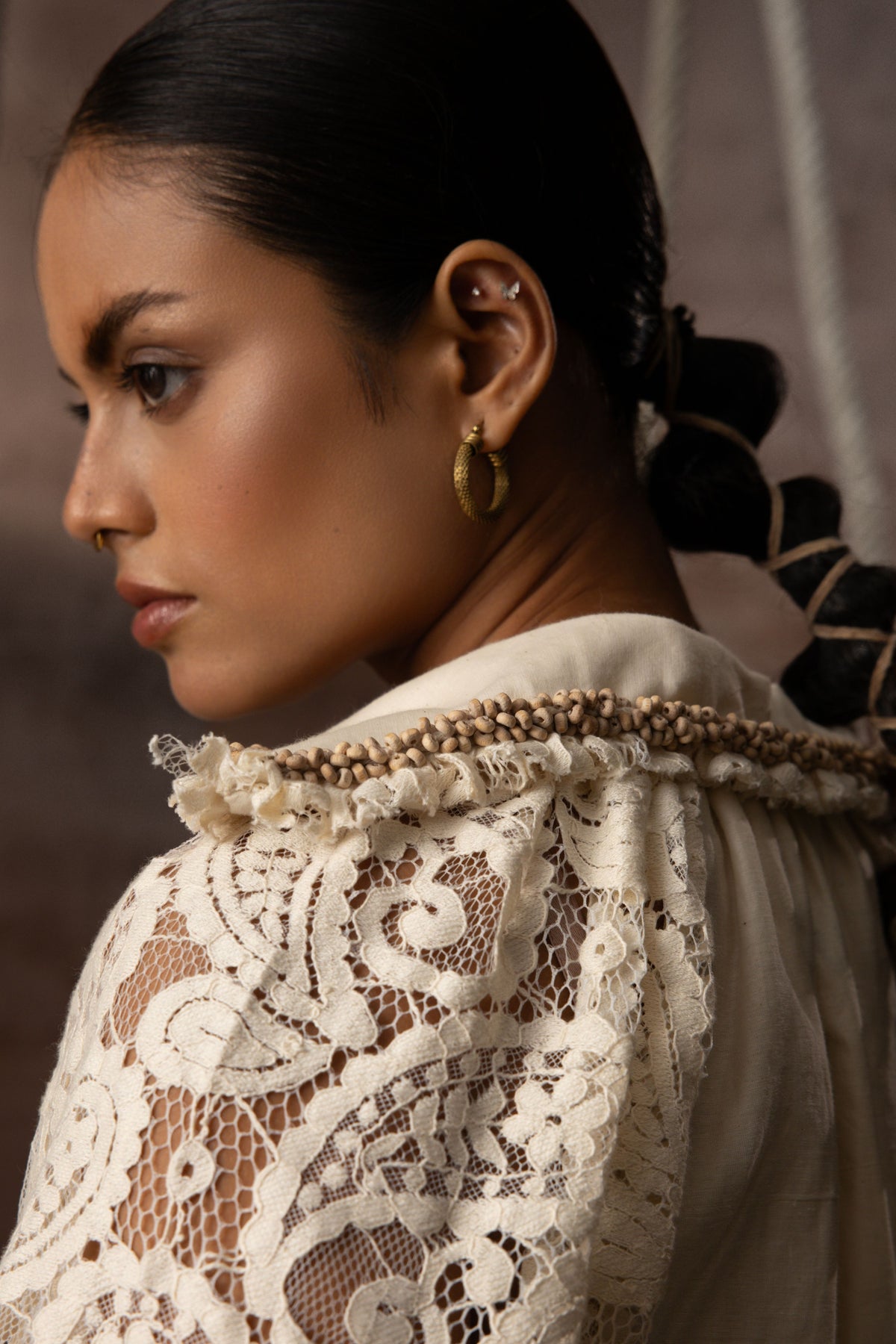 Ivory Lace Beaded Top