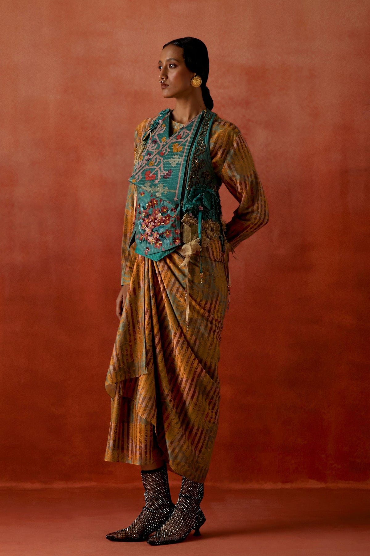 Embroidered Racerback Jacket Dress