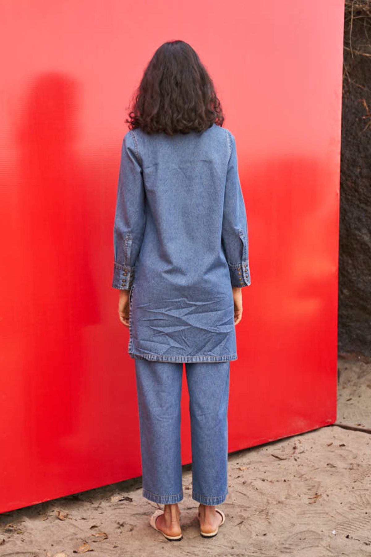 Washed Denim Long Top