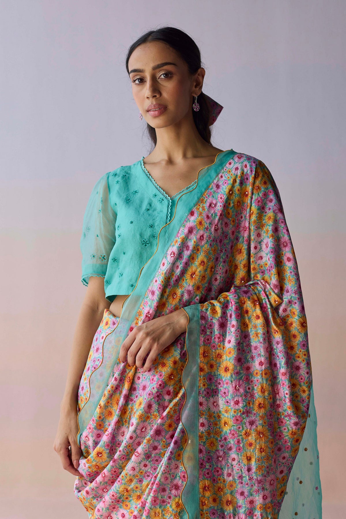 Wildflower Dawn Blue Saree