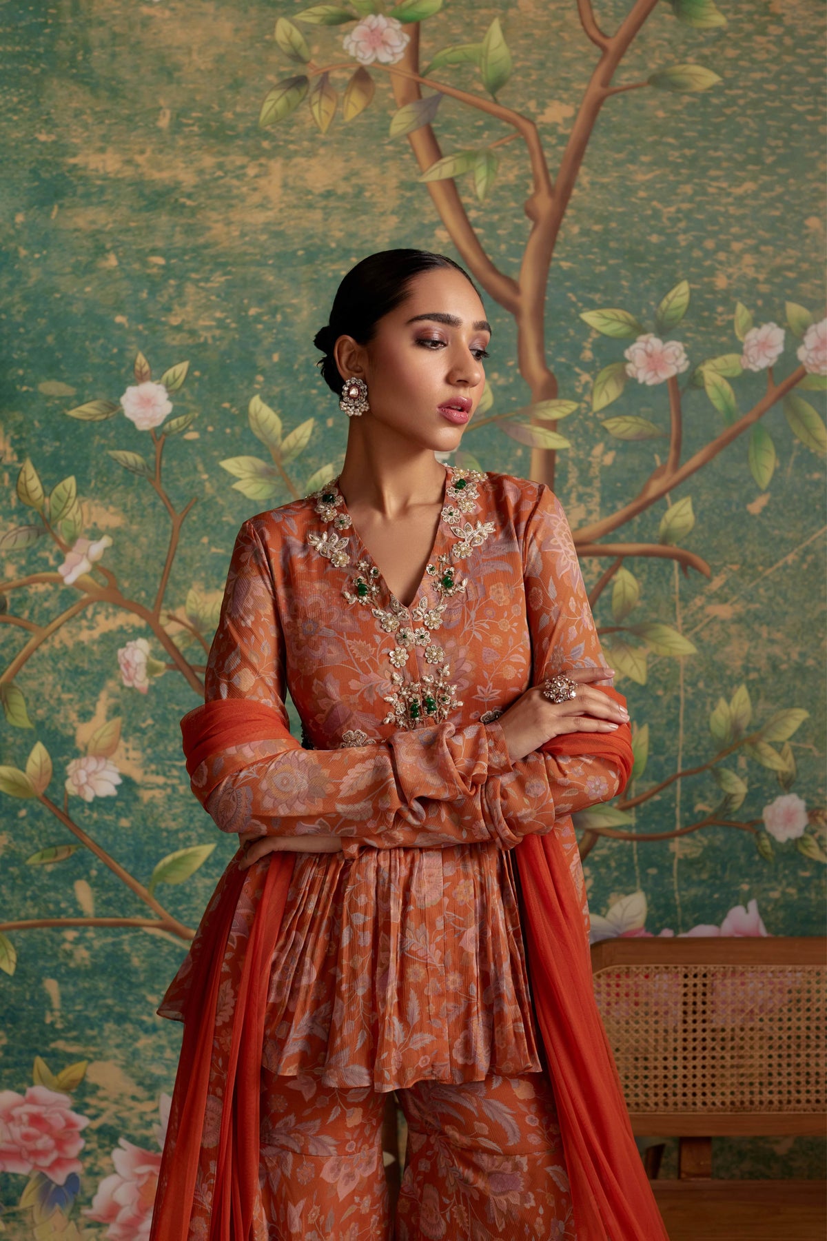 Awespiring Orange Sharara Set