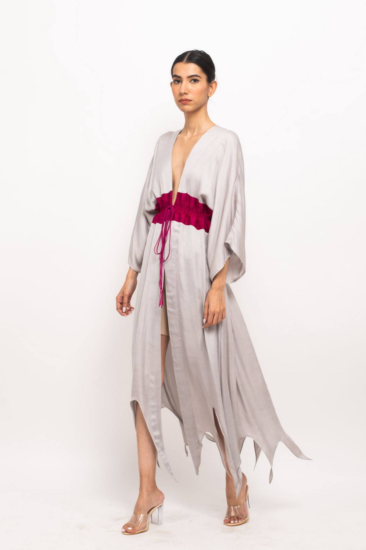 Grey and Wine Asymmetrical Cape
