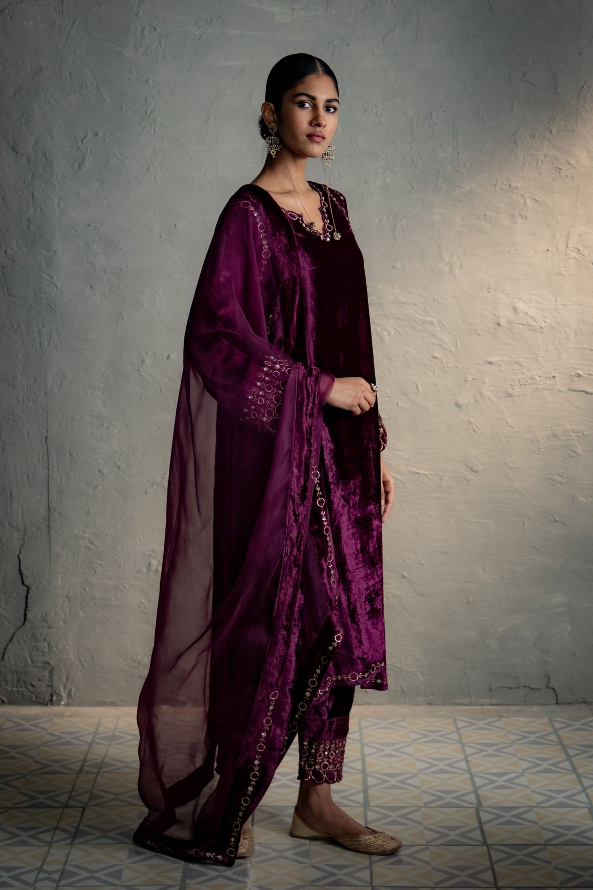 Phiran Style Velvet kurta Set