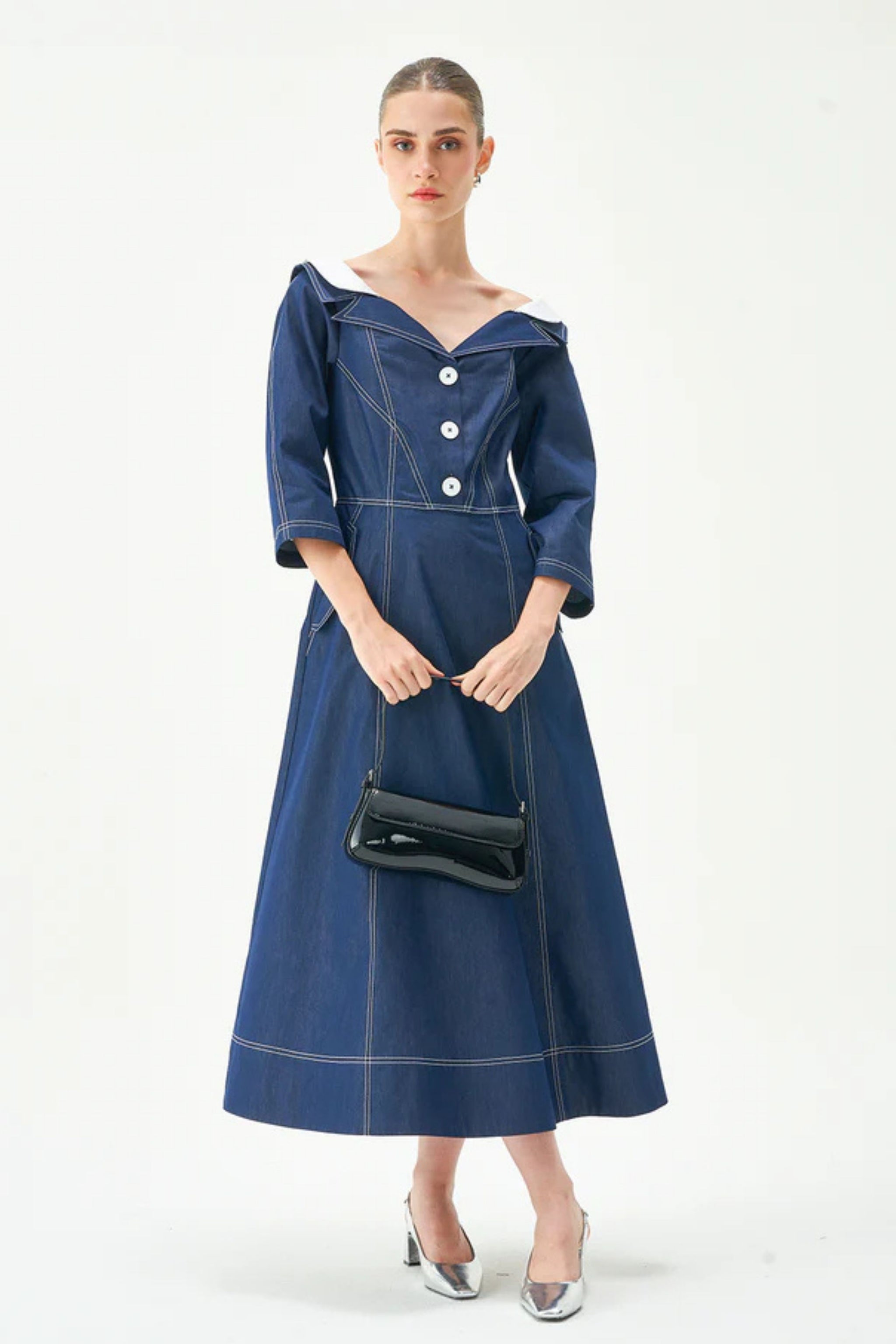 Jeanne Dress Blue / White / XS / Petite (Less than 158 cm) Jeanne Dress Blue / White / XS / Petite (Less than 158 cm)