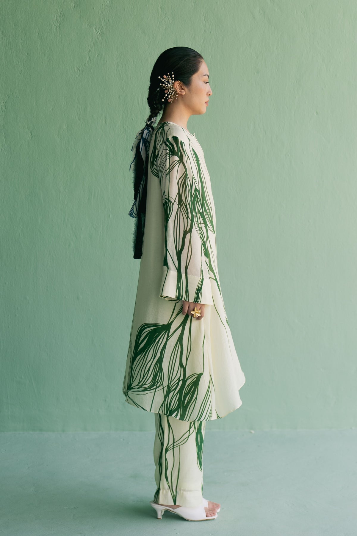 Green Line Kurta Set