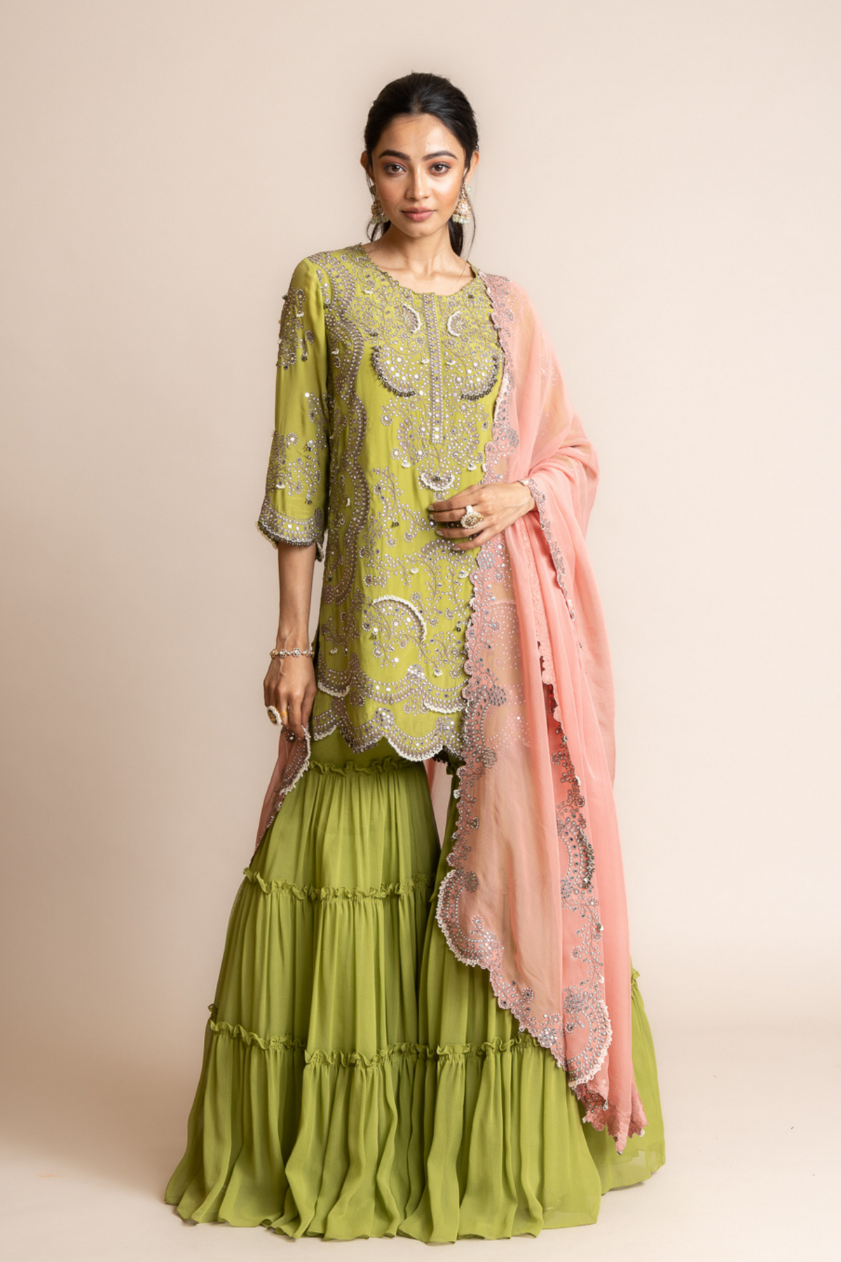 Kurta Set in Pista Green