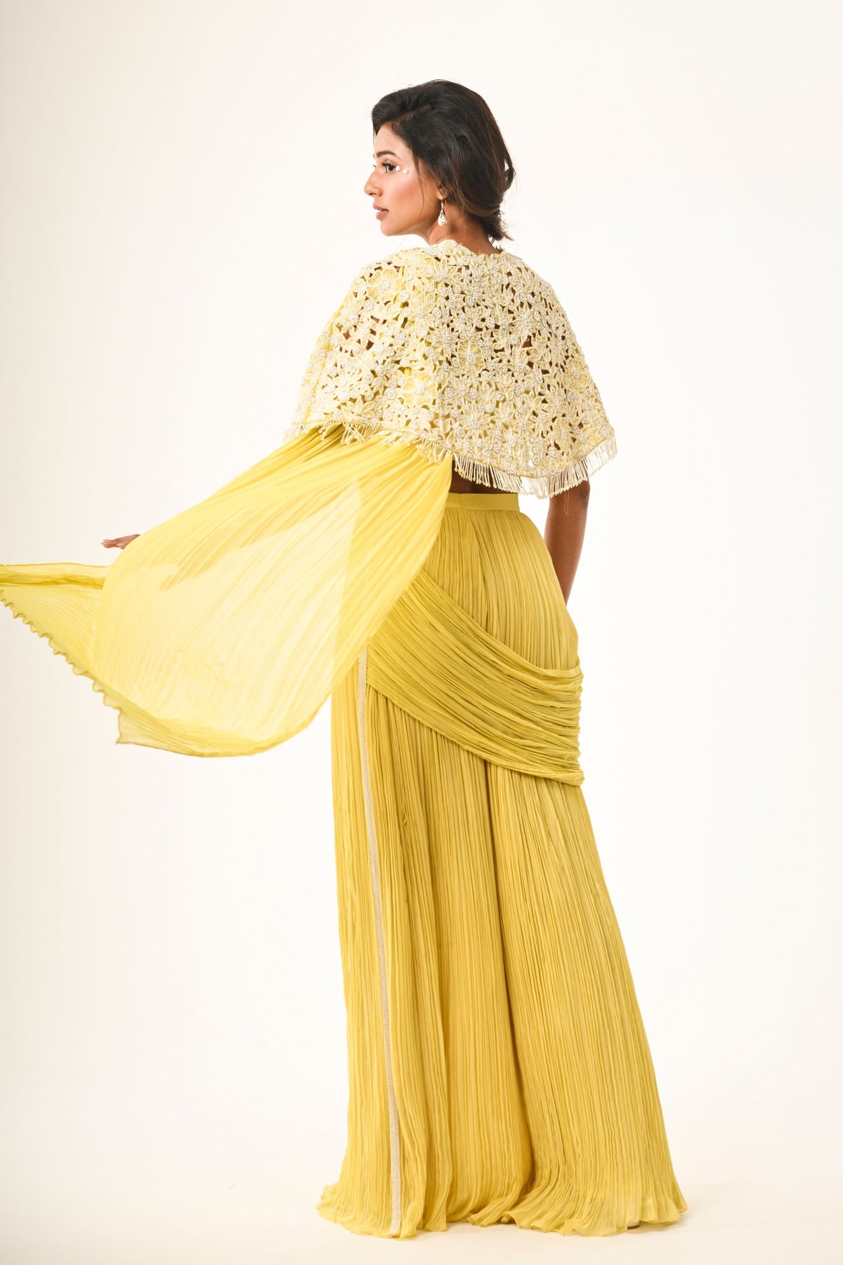 Floral Cutwork Cape Set