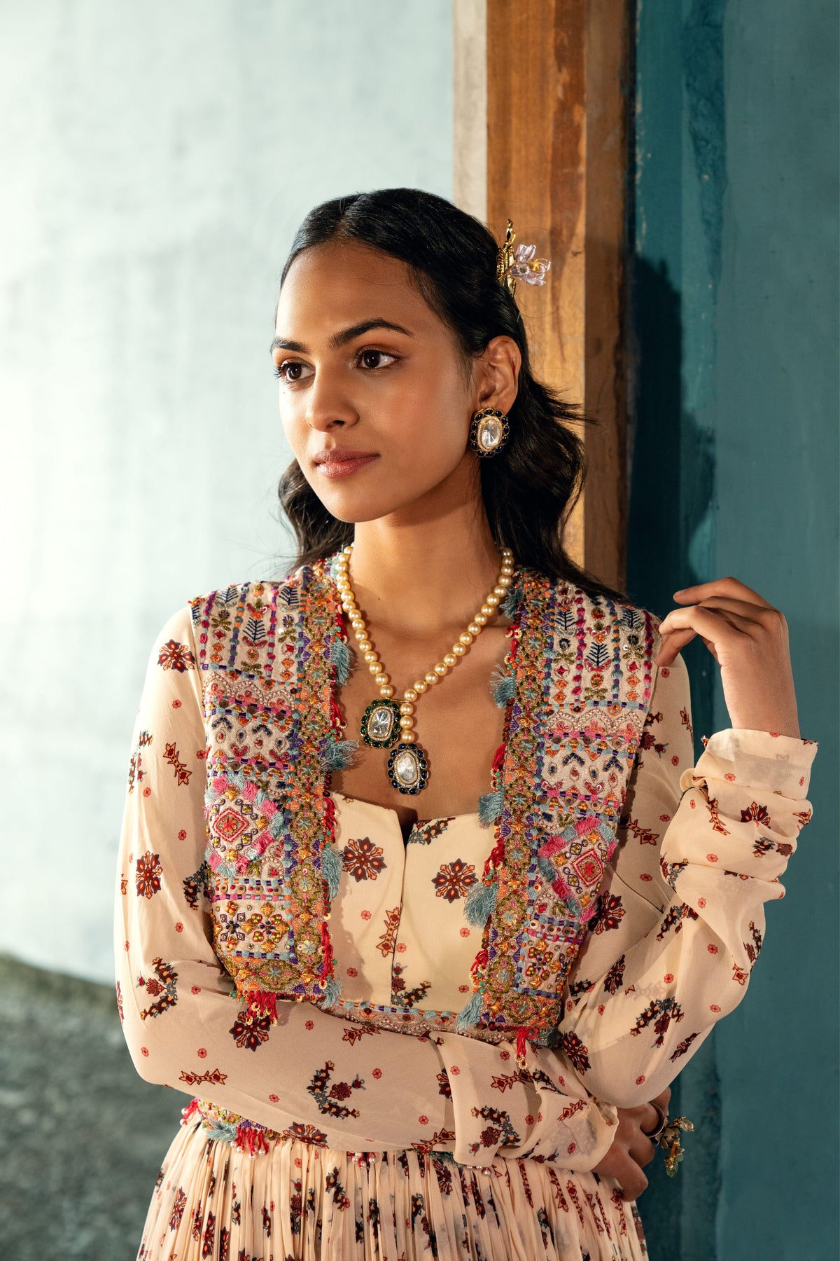 Multi-color Hand Embroidered Gilet