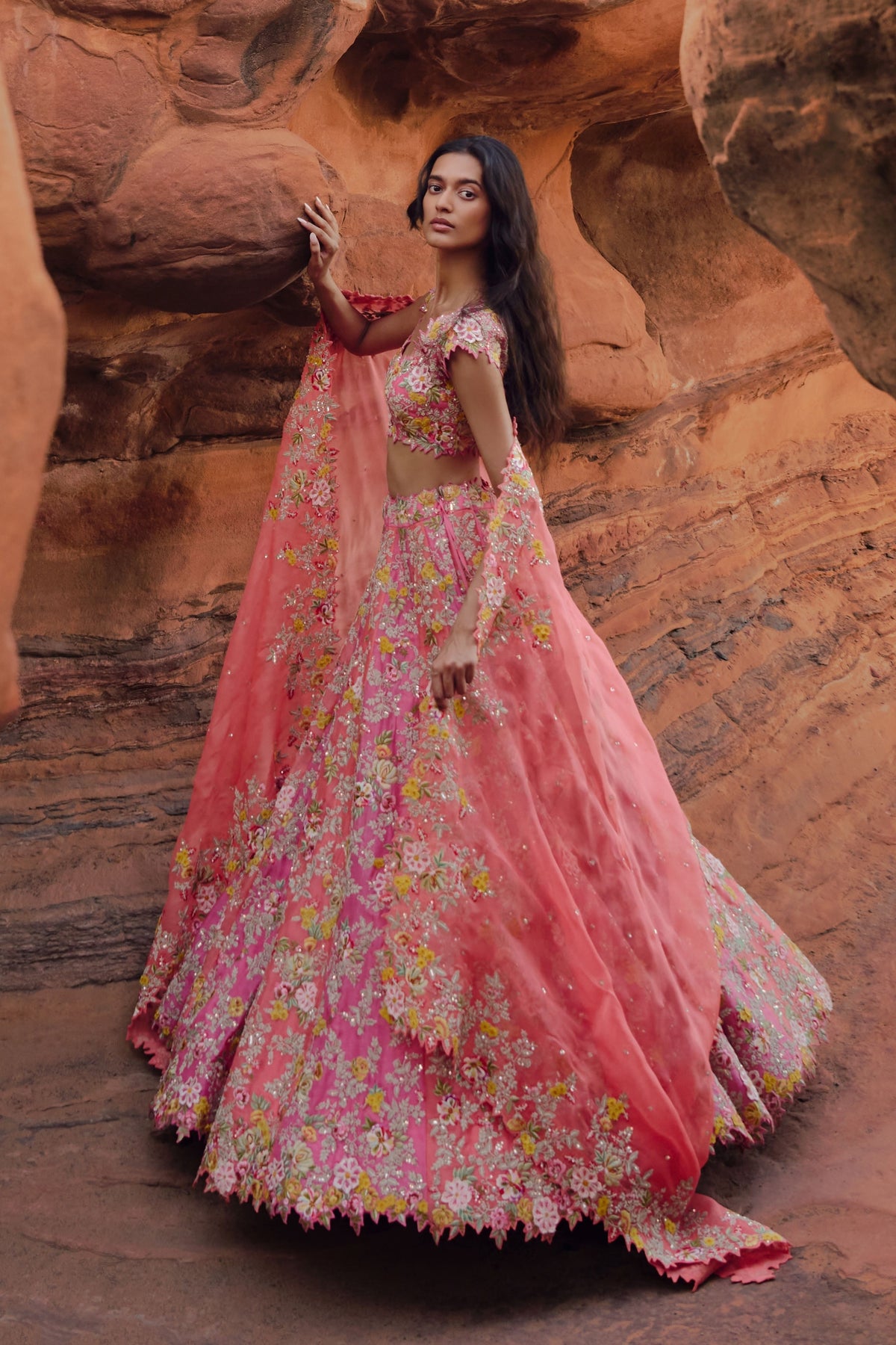 Coral Utsa Lehenga Set