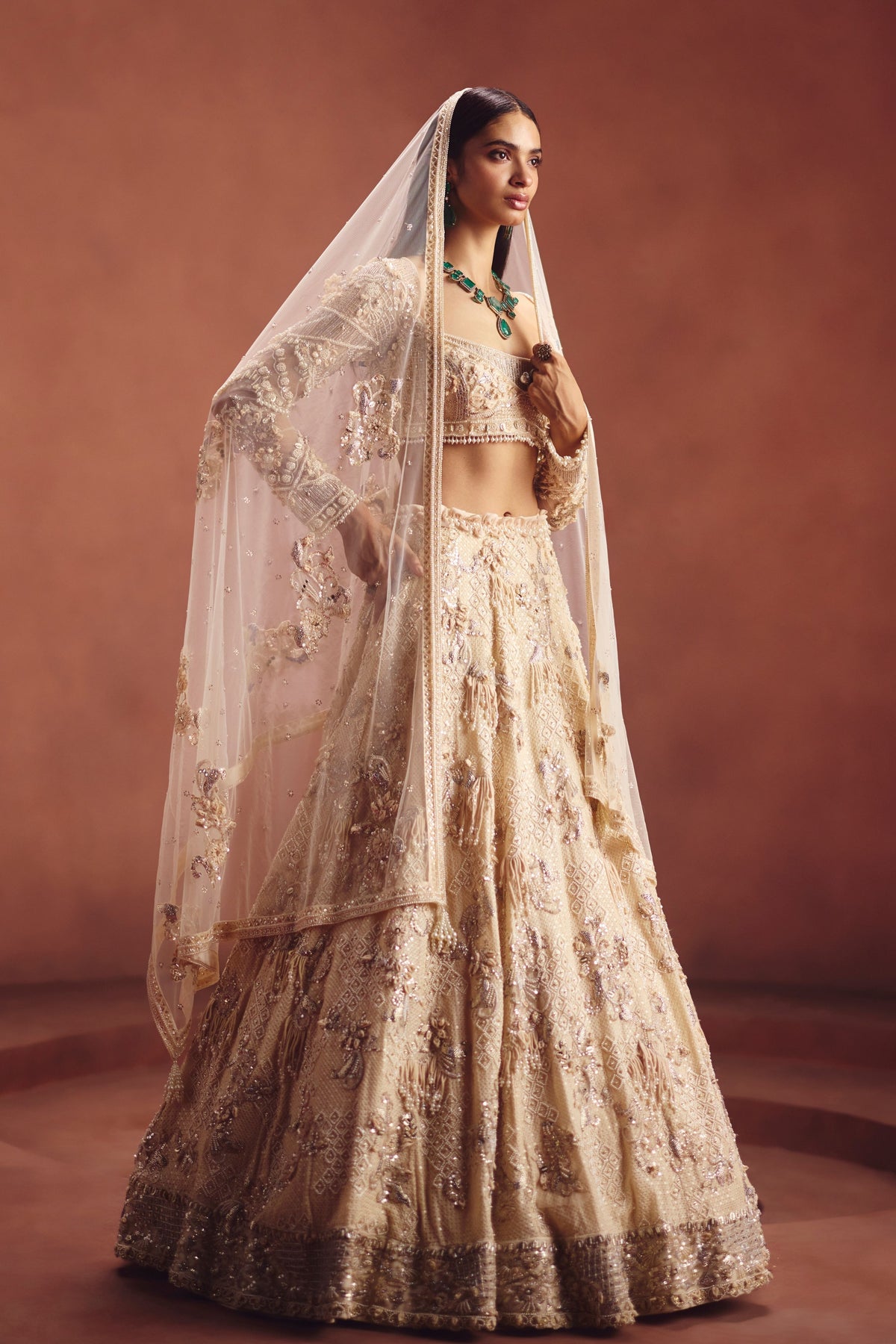 Ivory Embellished Lehenga Set