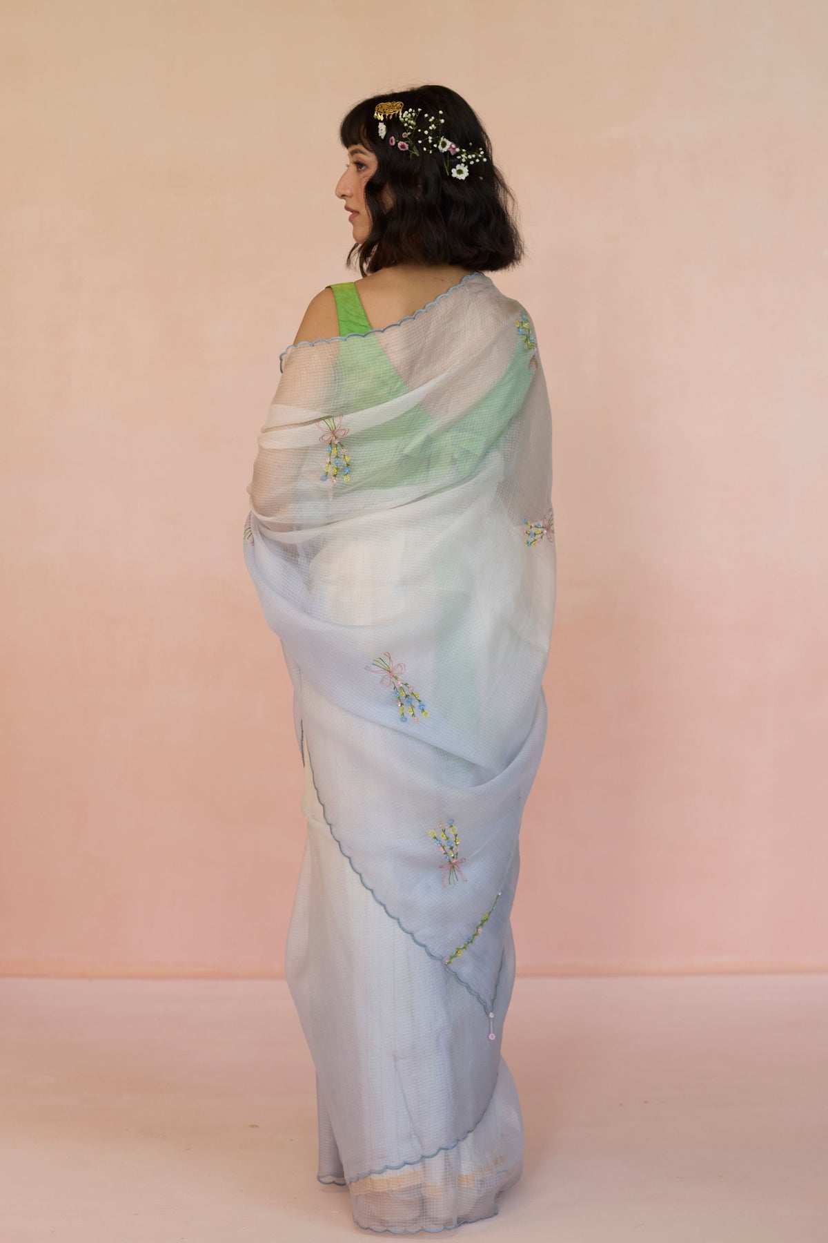 Blue Ombre Silk Saree
