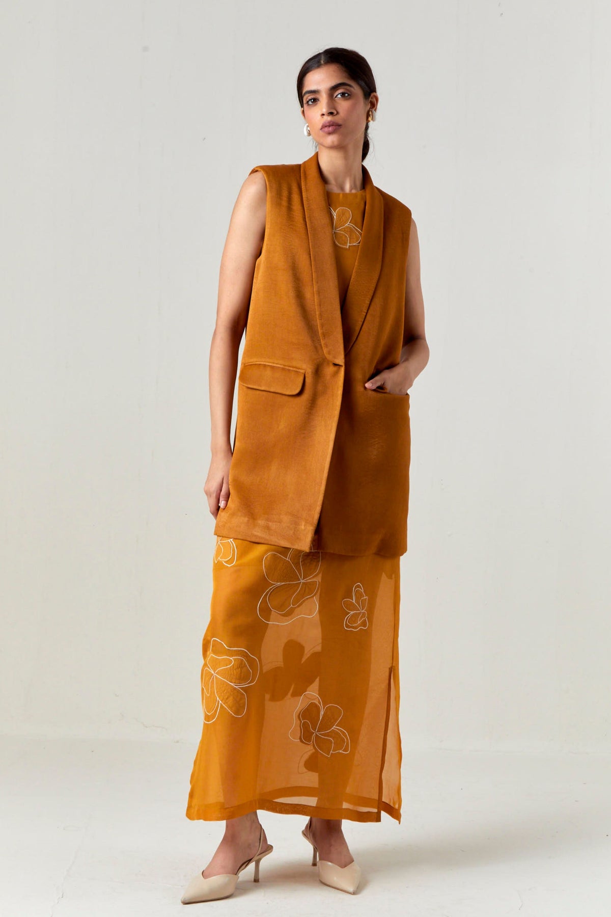 Collared Waist Coat Set