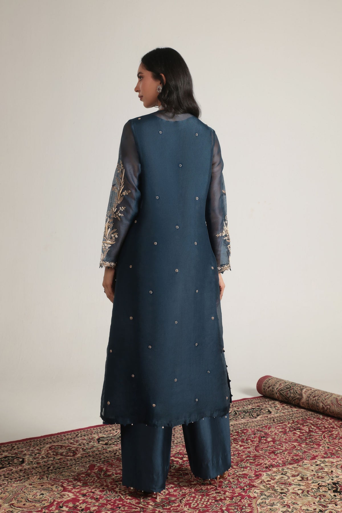 Blue Light Phool Patti Kurta Set