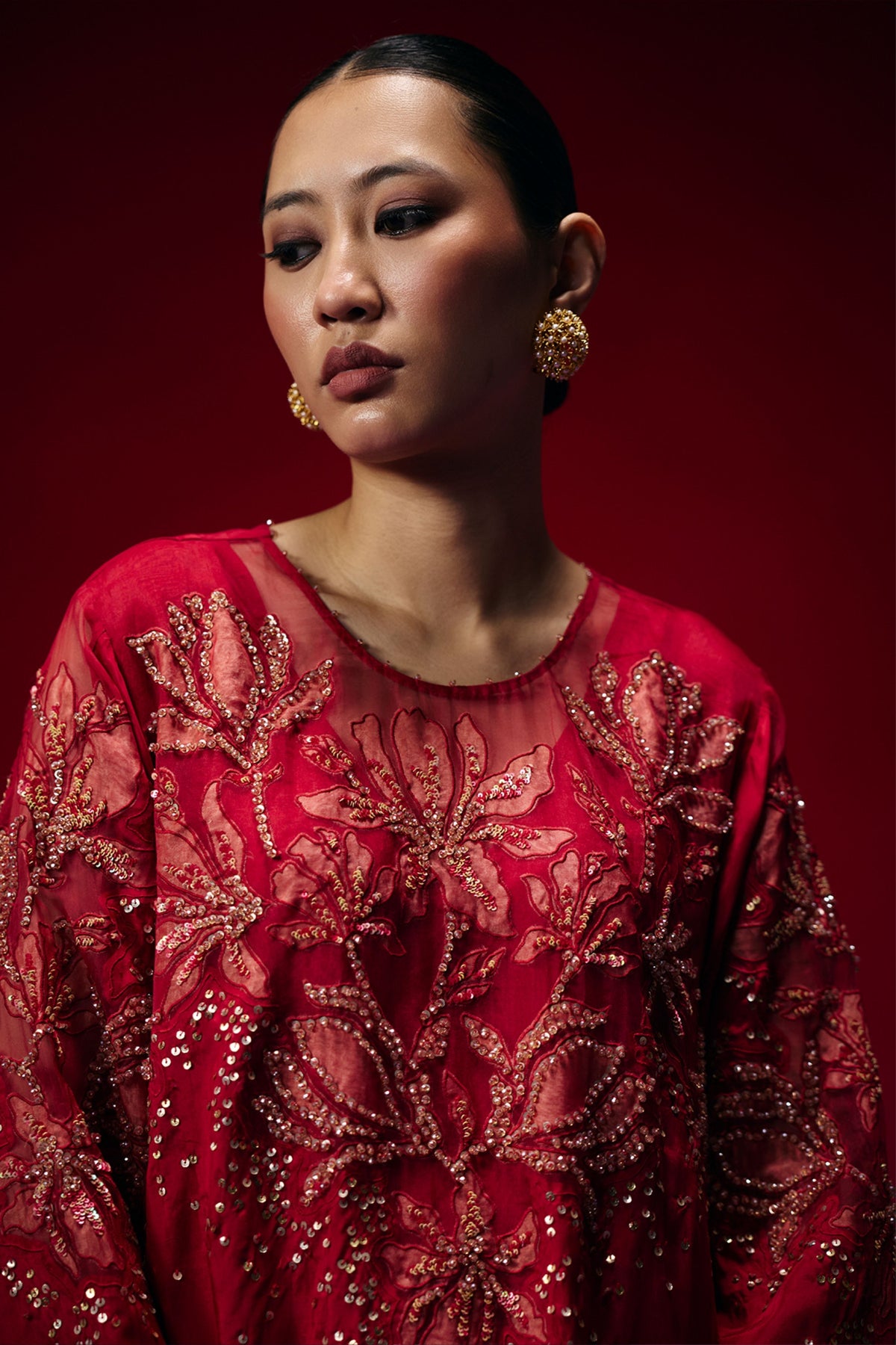 Ruby Floral Appliqué Kurta Set