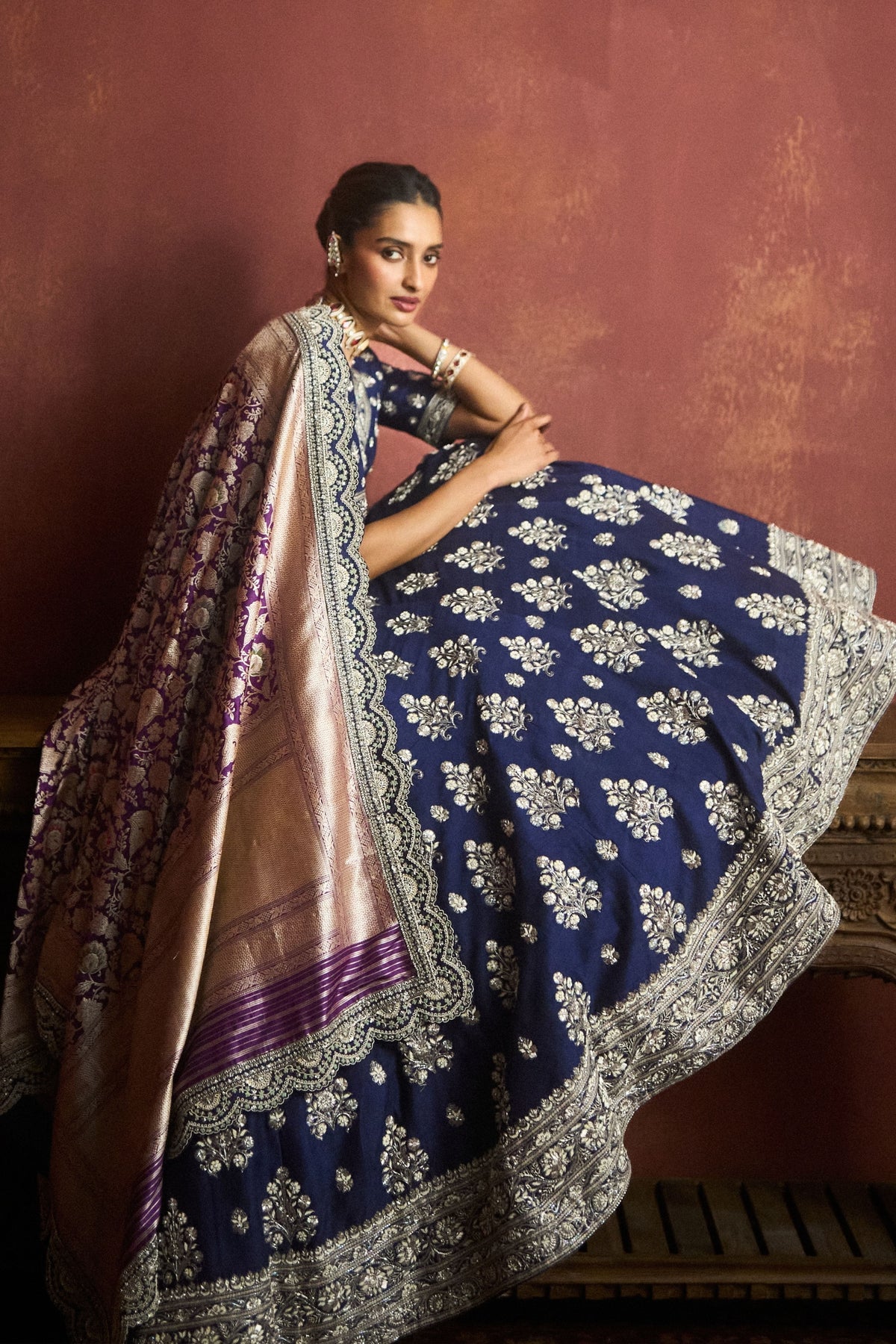 Purple Embroidered Lehenga Set