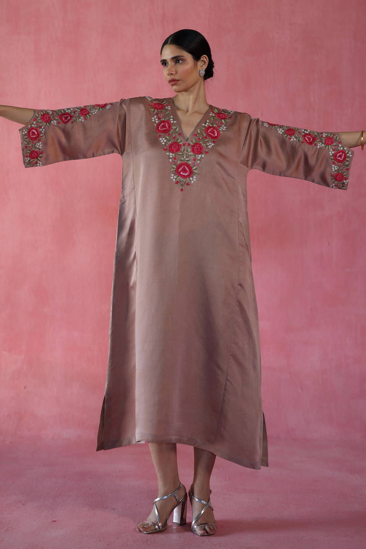 Beige Sheermal Kaftan