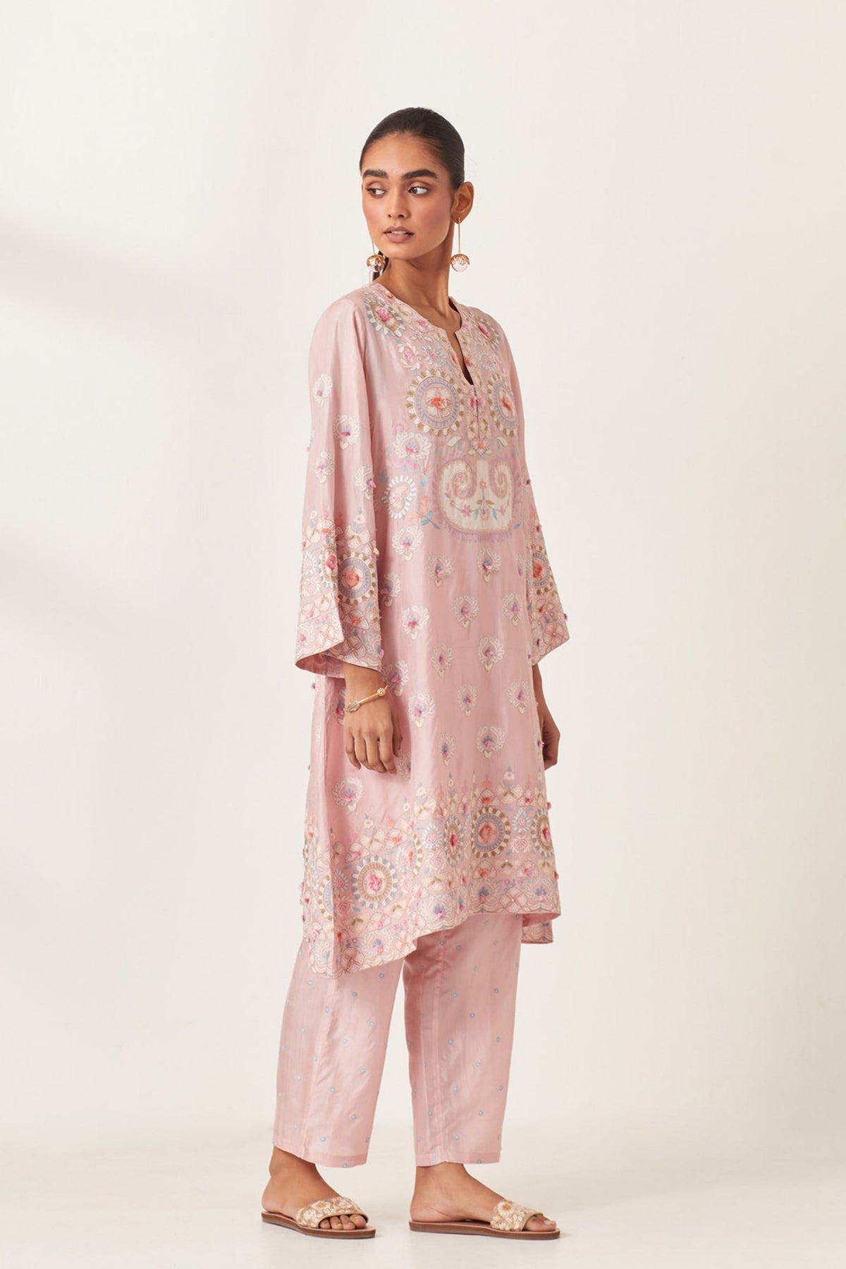 Pink Silk Straight Kurta Set