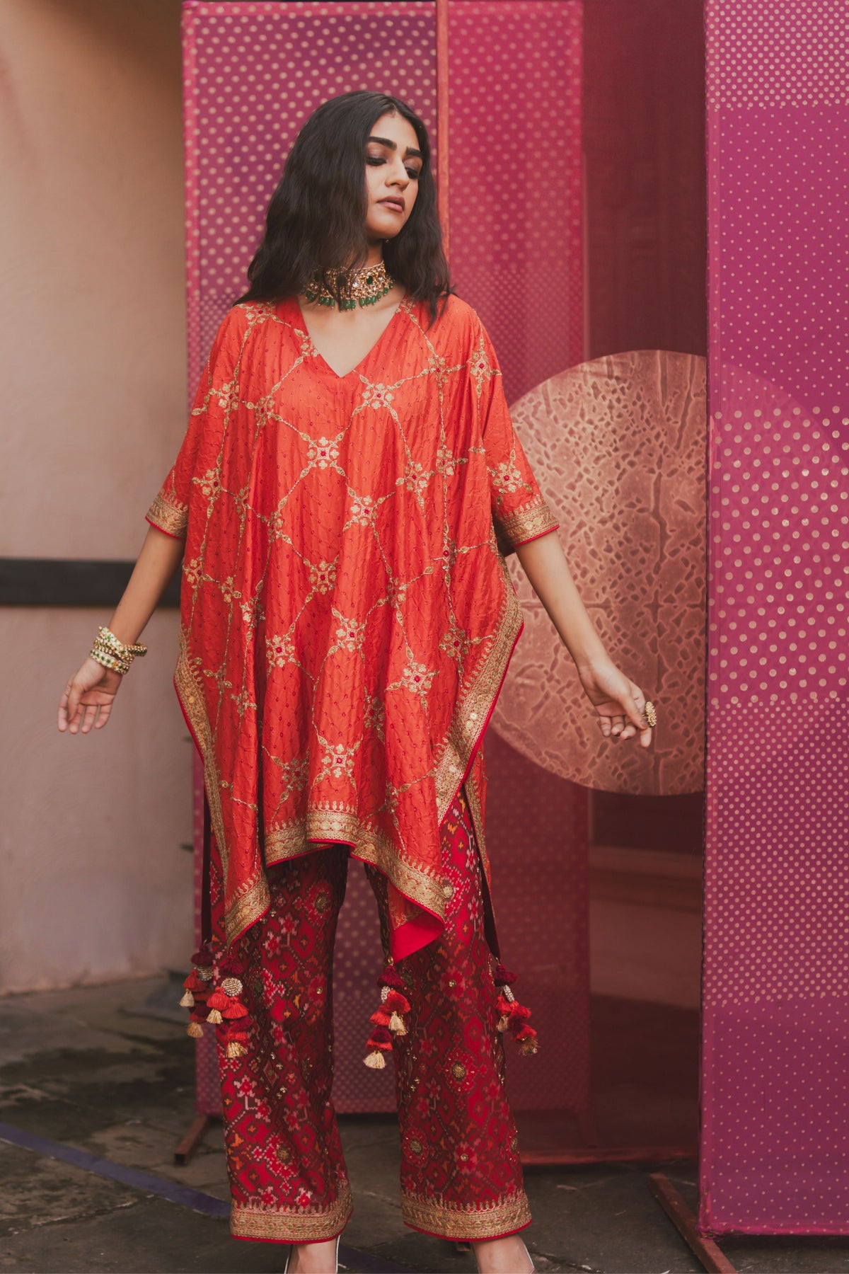 Shruti Rust Kaftan Set