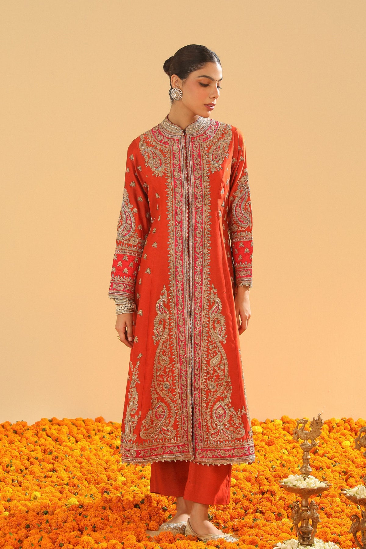 Burnt Orange A-line Jacket Set
