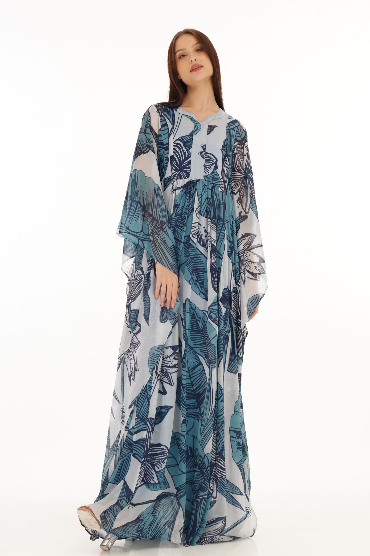 Blue and White Kaftan Dress