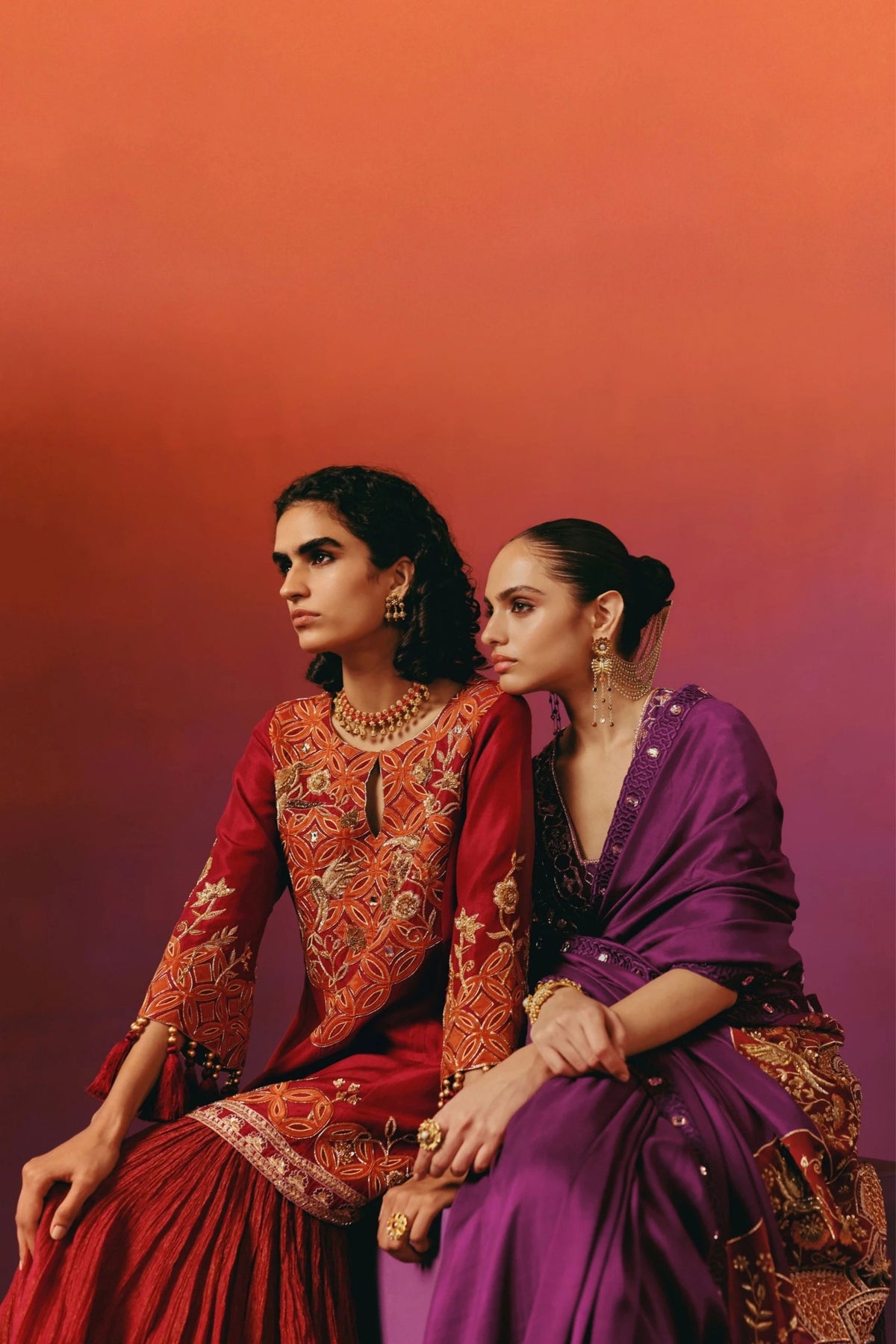 Red Gharara Set