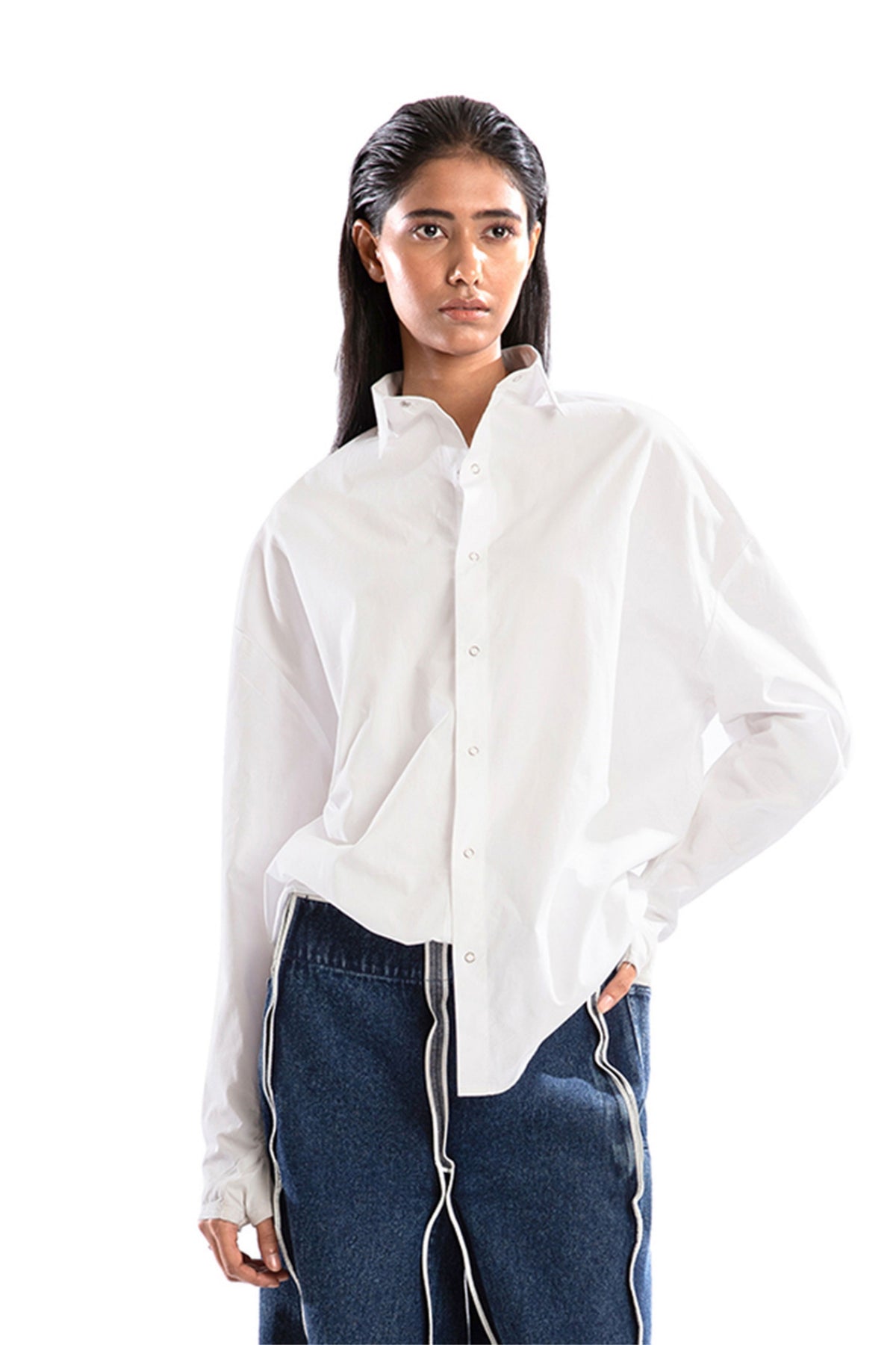 White Oversized Gloved Shirt