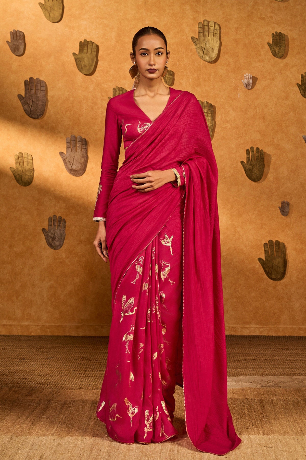 Pink Crane Dawn Saree
