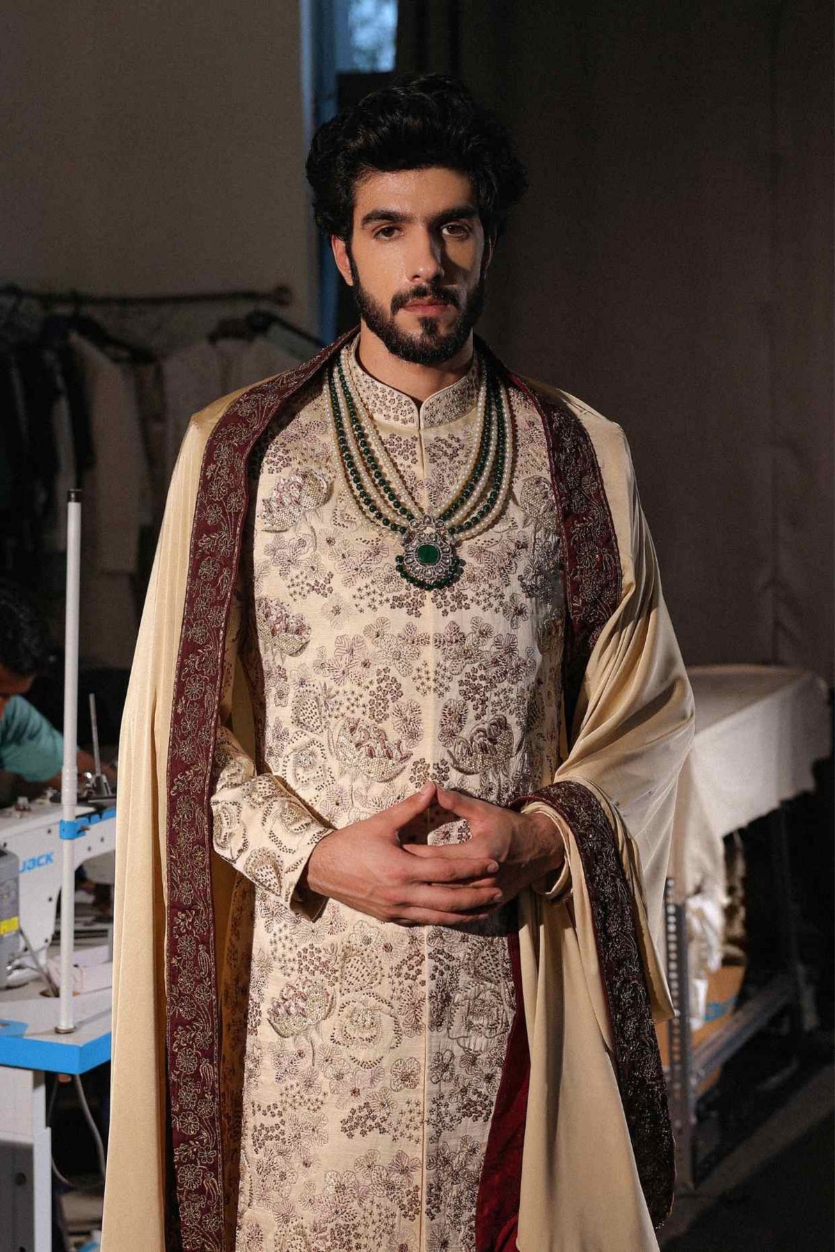 Gold Lace Sherwani Set