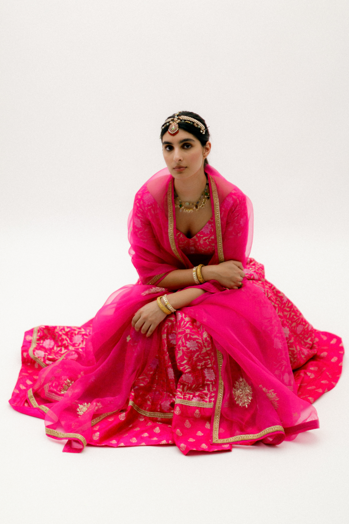 Pink Benarasi Silk Lehenga Set