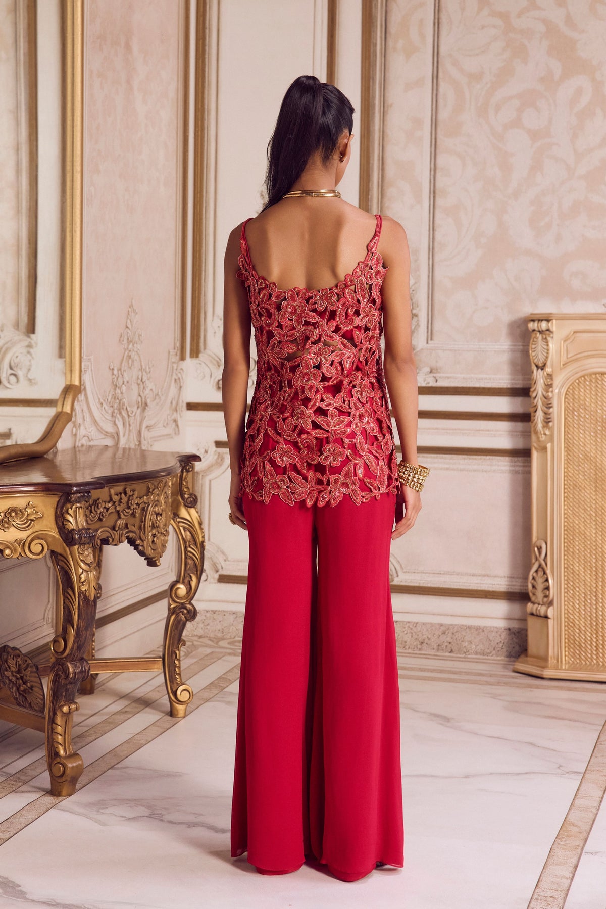 Magenta Cut Work Kurta and Pants