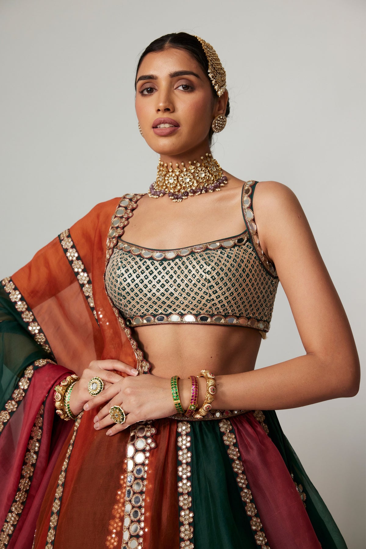 Cranberry Multicolor Lehenga Set