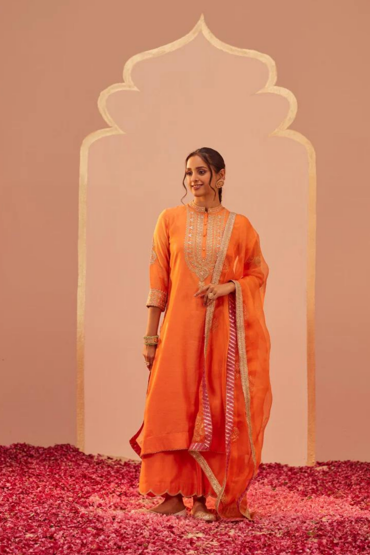 Zaniab Orange Long Kurta Set