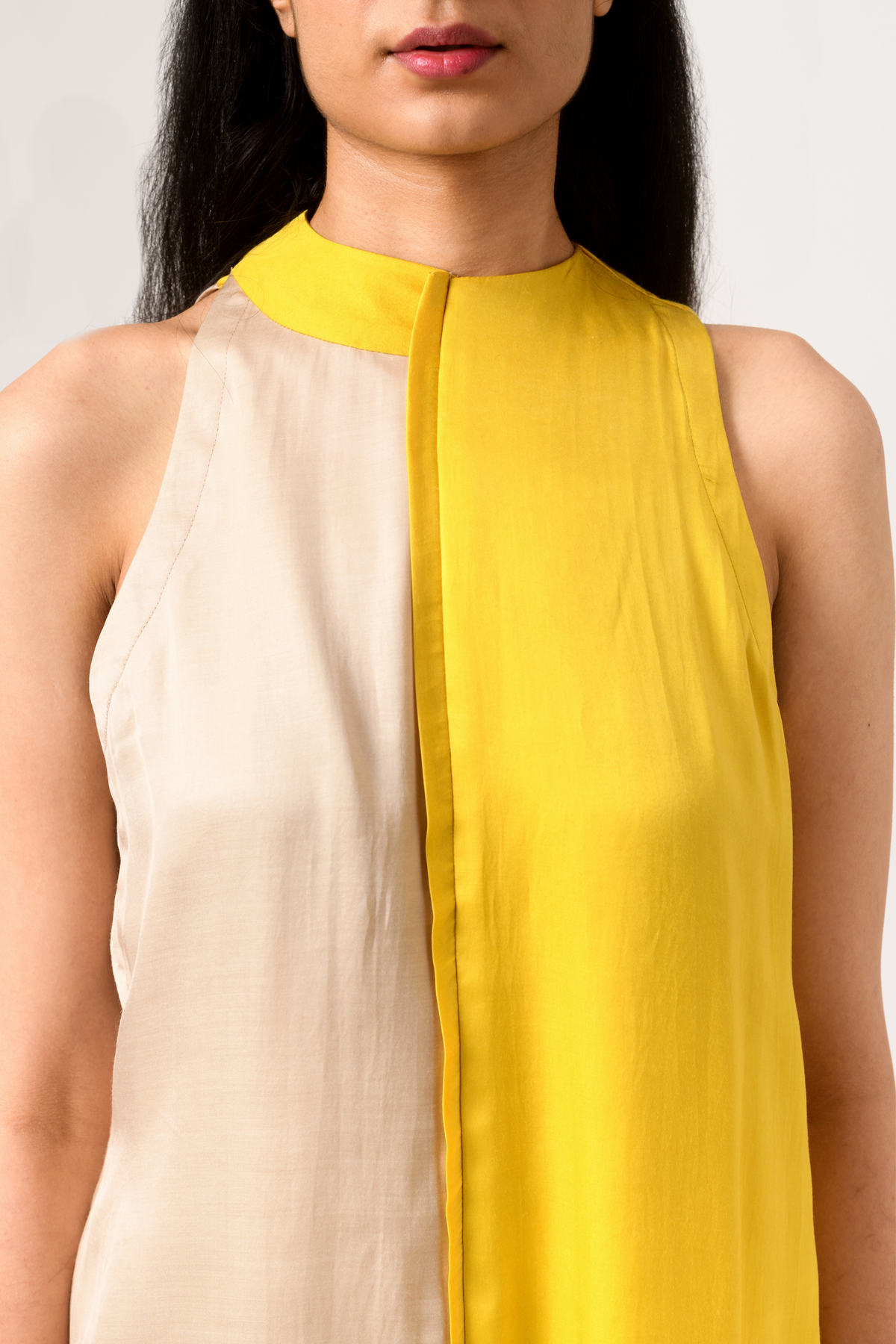 Ecru yellow halter neck top