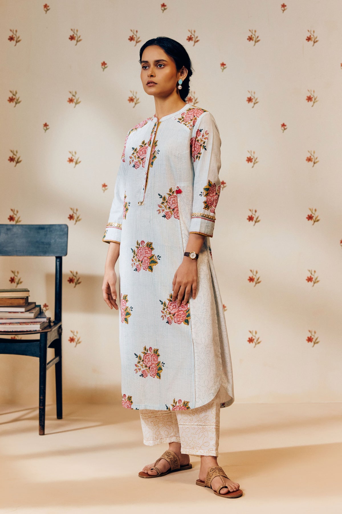 Printed Rose Kurta Set