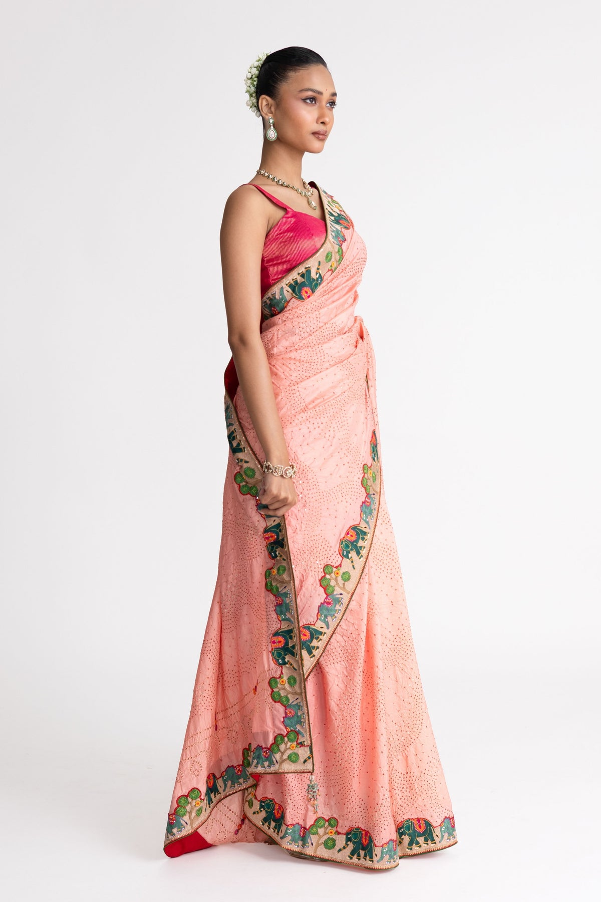 Peach Aari Saree