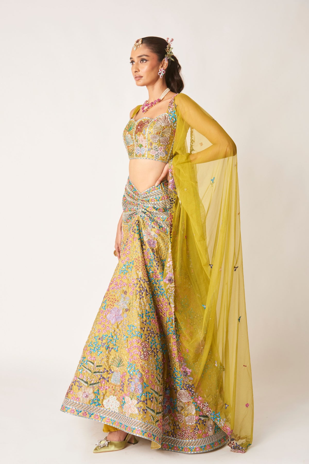 Olesia Ruched Lehenga Set