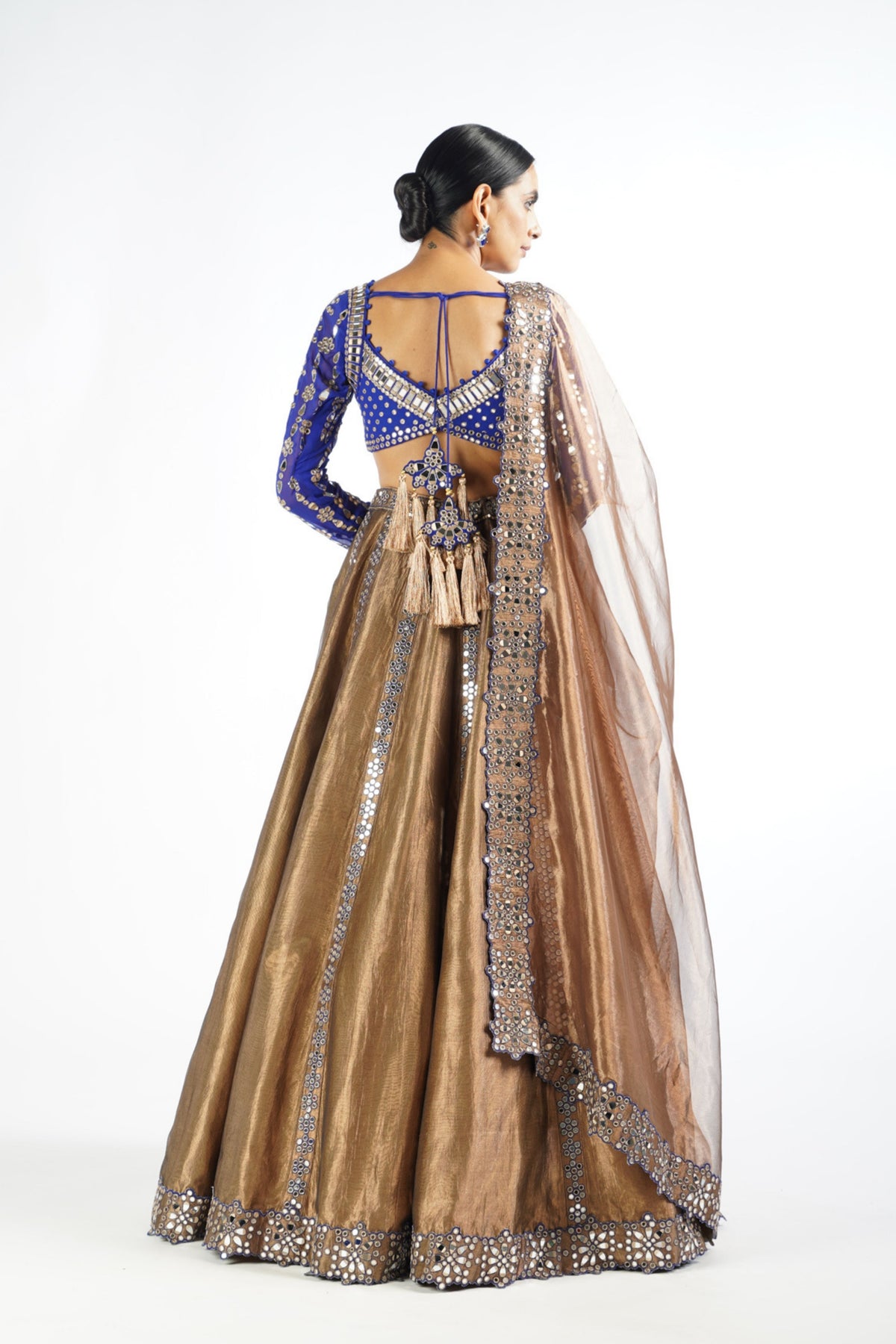 Copper Shimmer Organza Lehenga Set