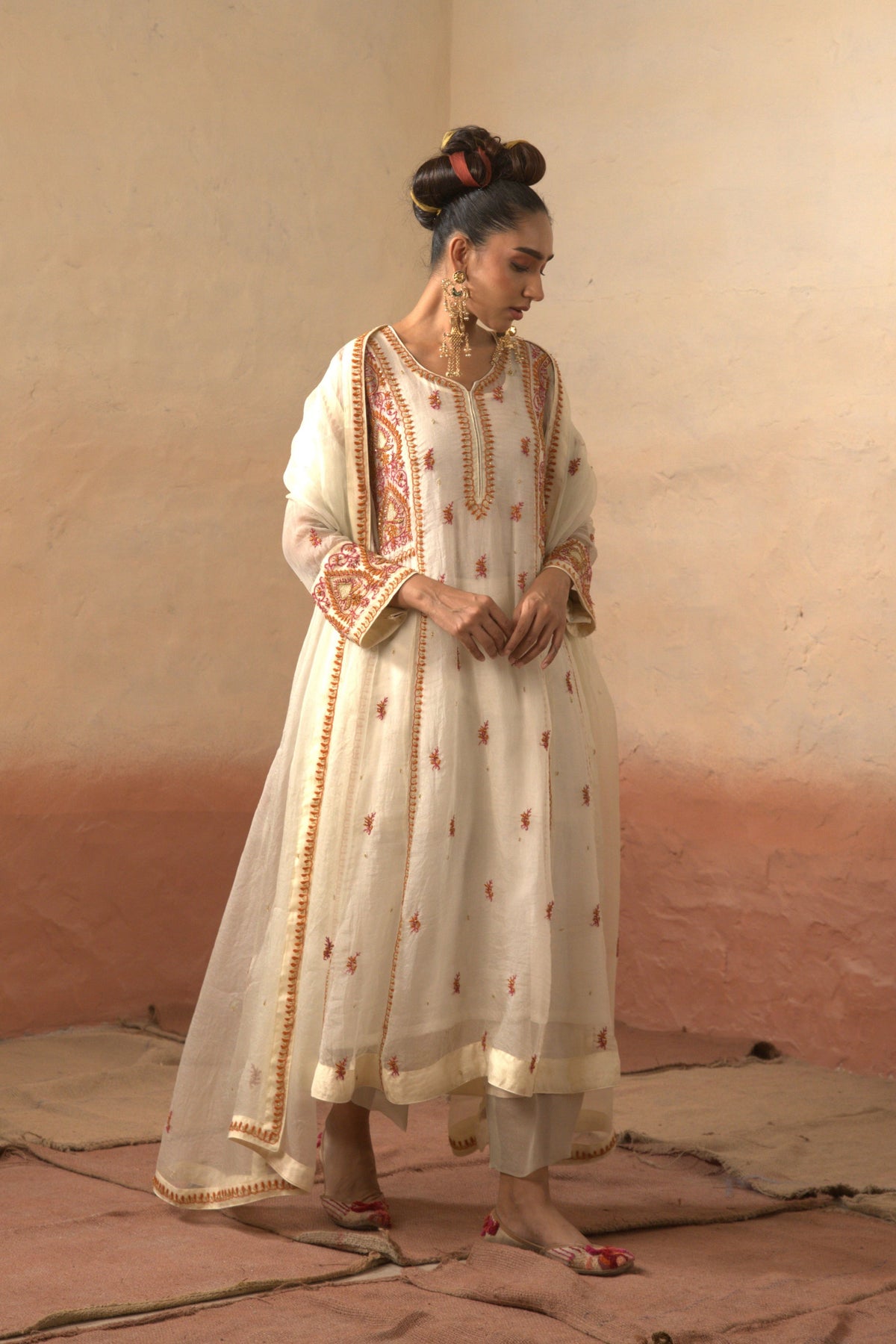 Organza Chikankari Kalidar Set