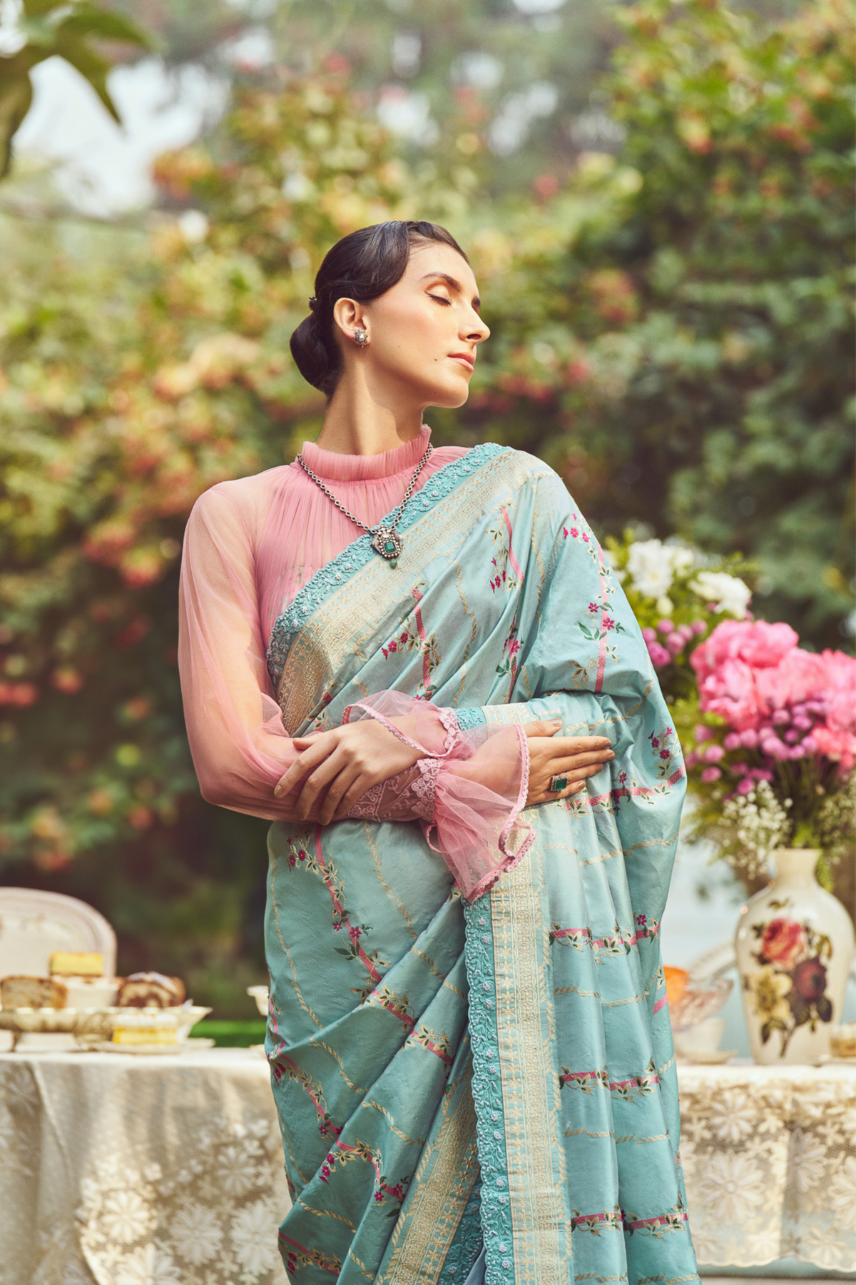 Blue Meenakari Zari Handloom Sari
