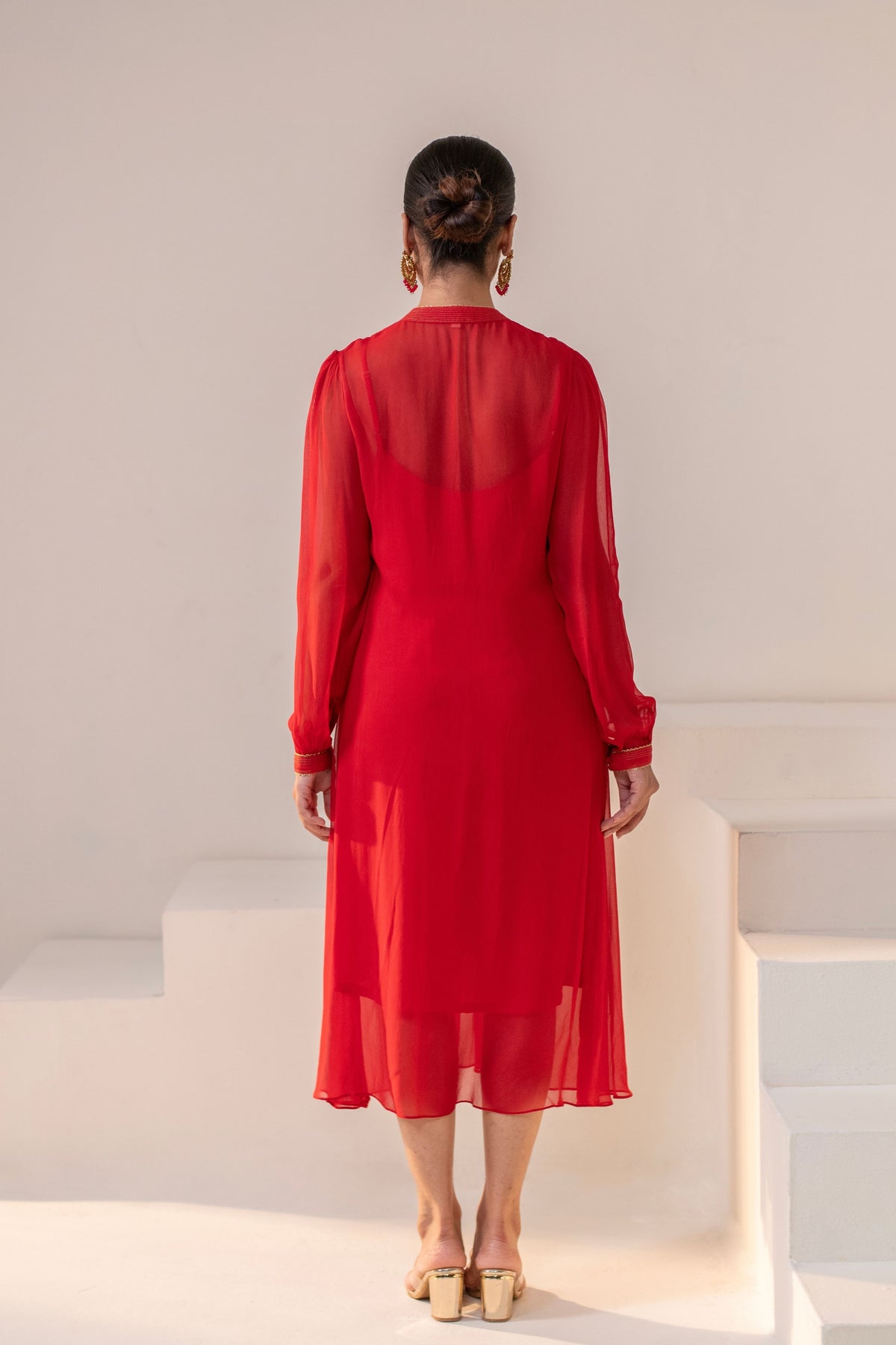 Crimson Red  Embellished  Dress