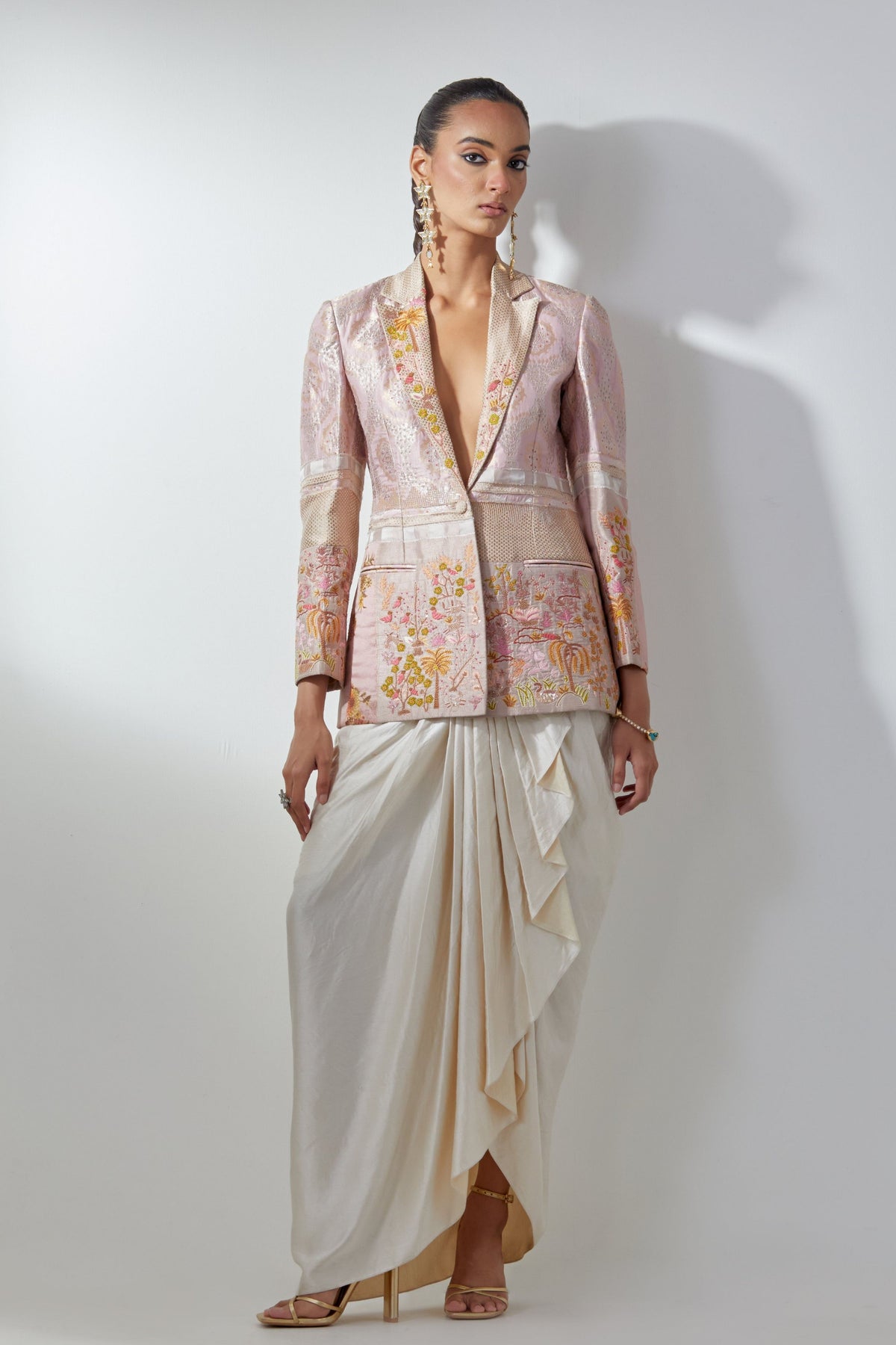 Pink Embroidery Blazer