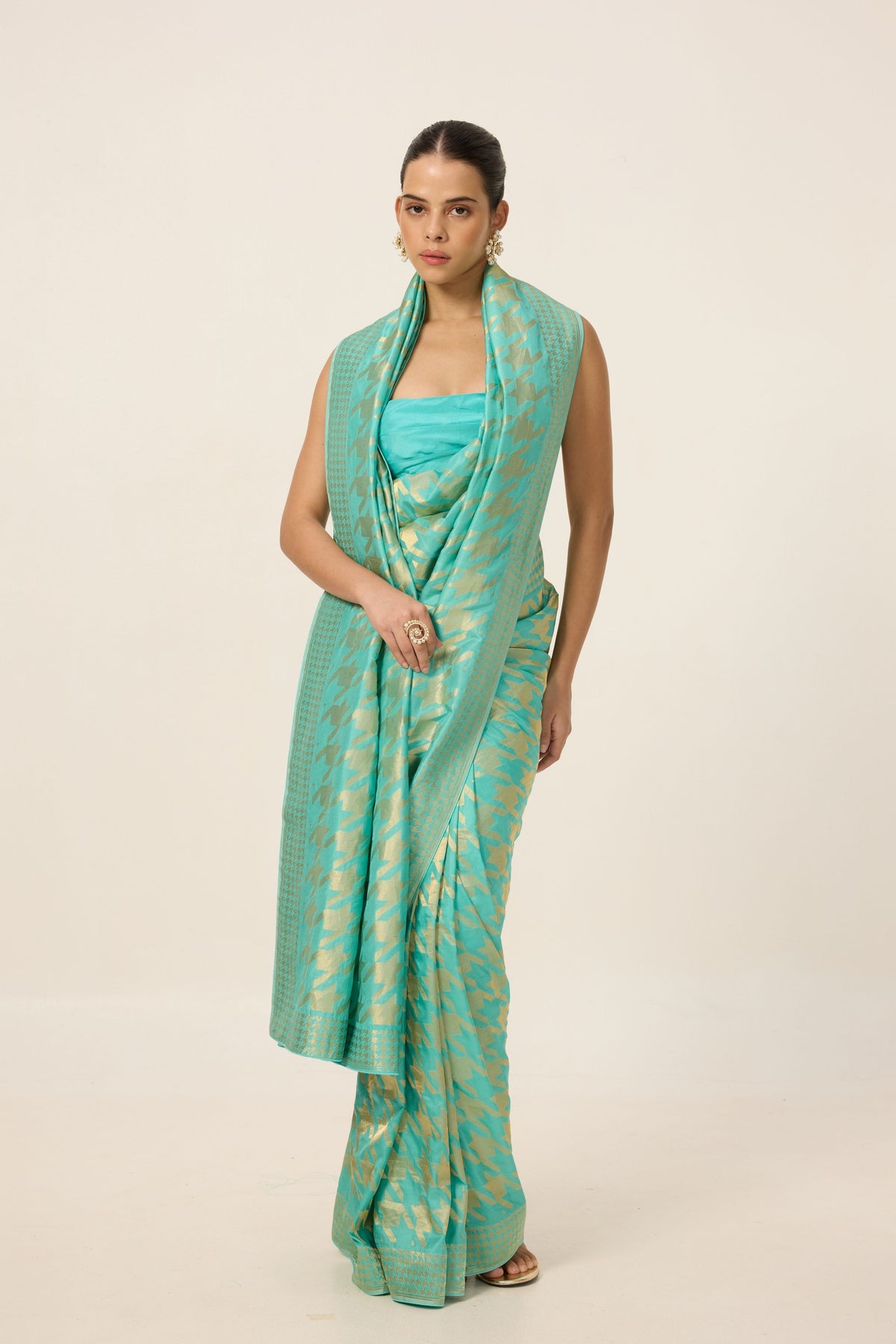 Turquoise Blue Gerum Saree